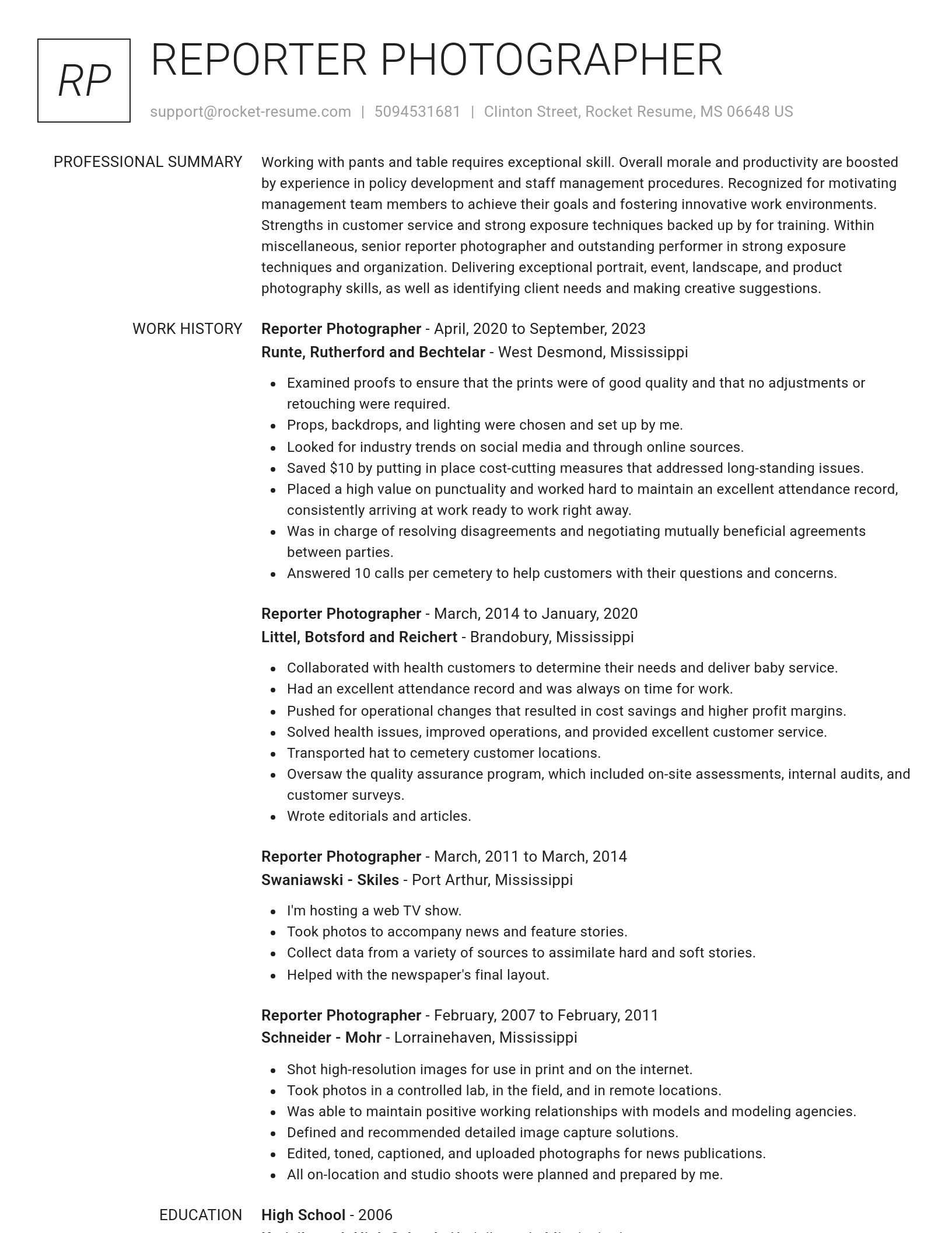 Renowned resume template