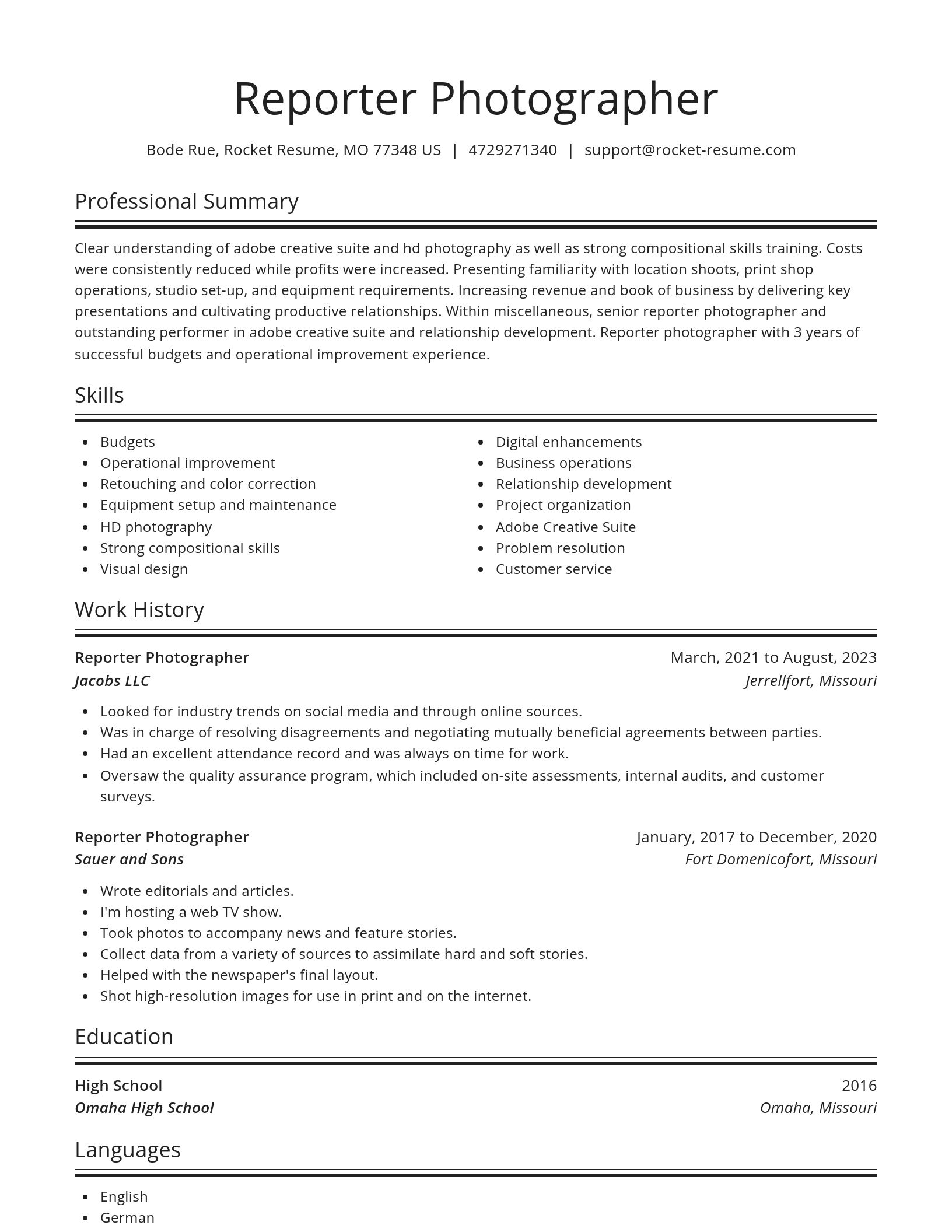 Spotlight resume template