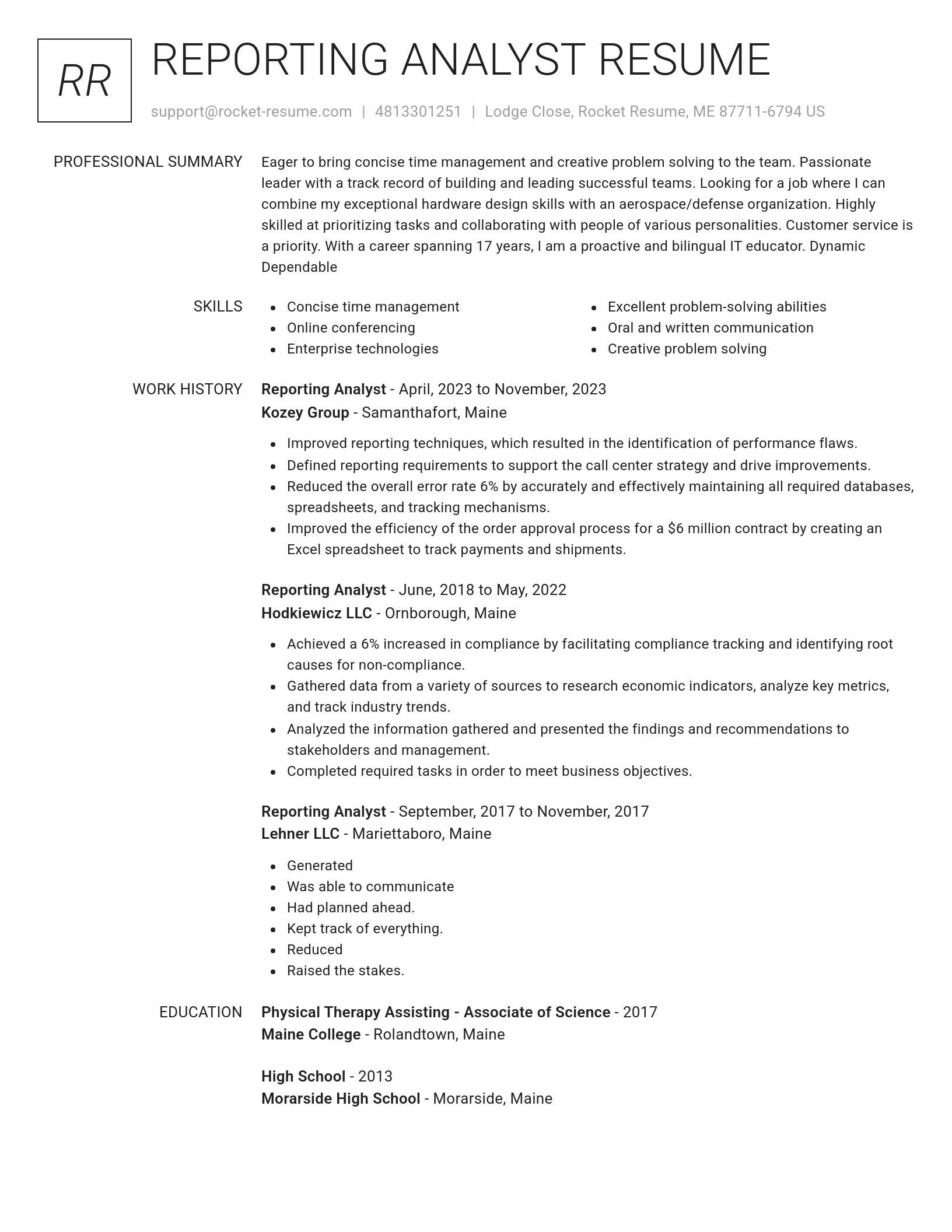 Renowned resume template