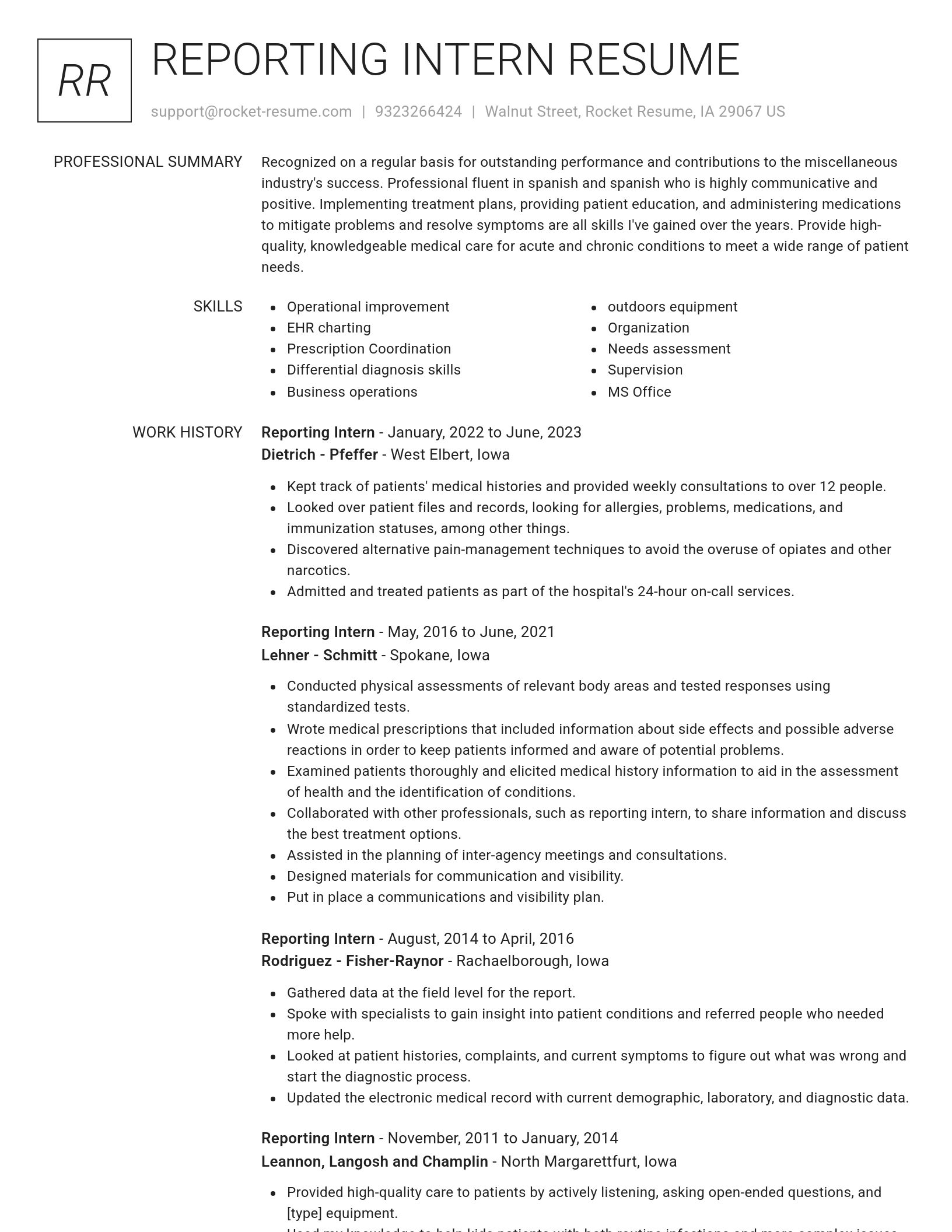 Renowned resume template
