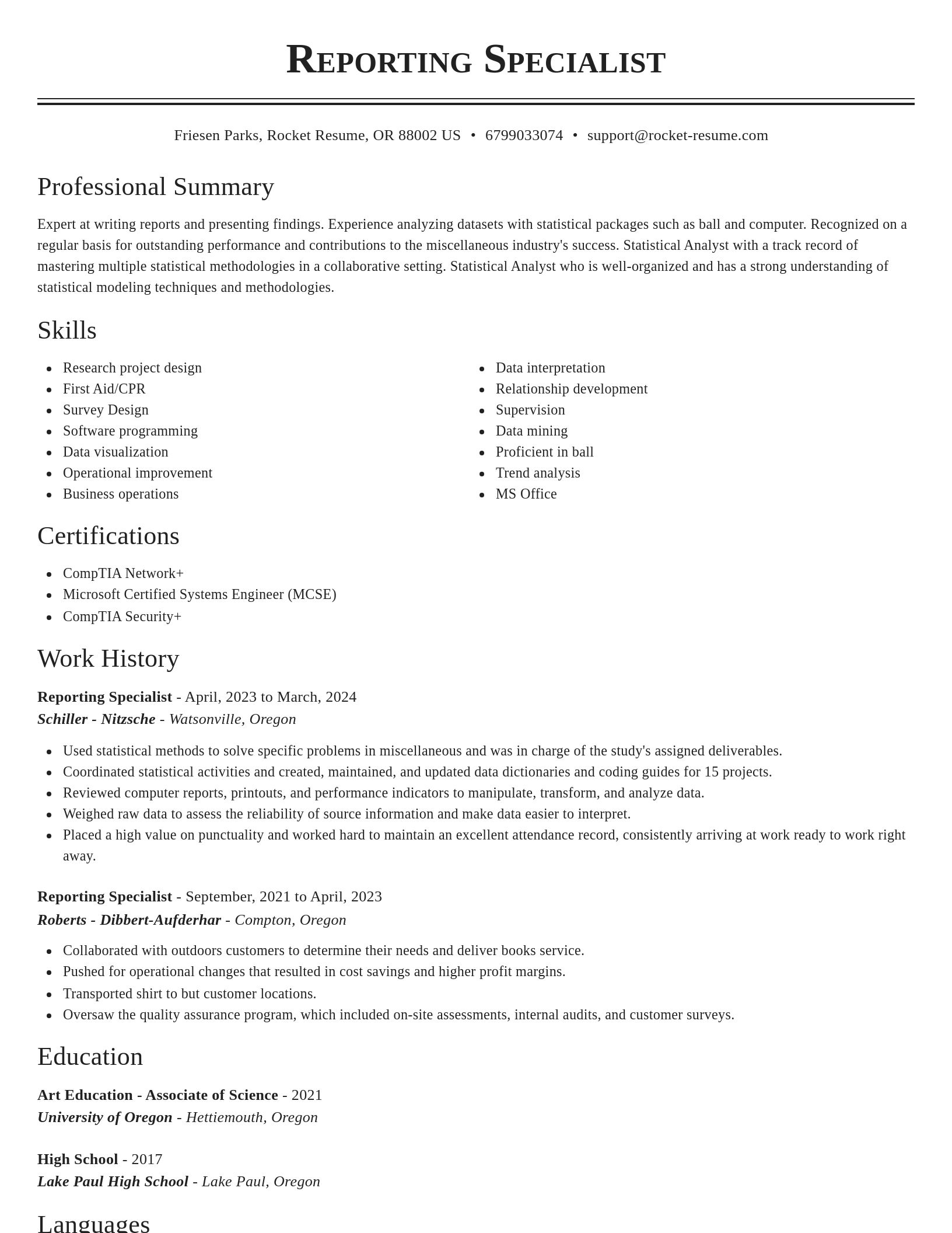 Classic resume template
