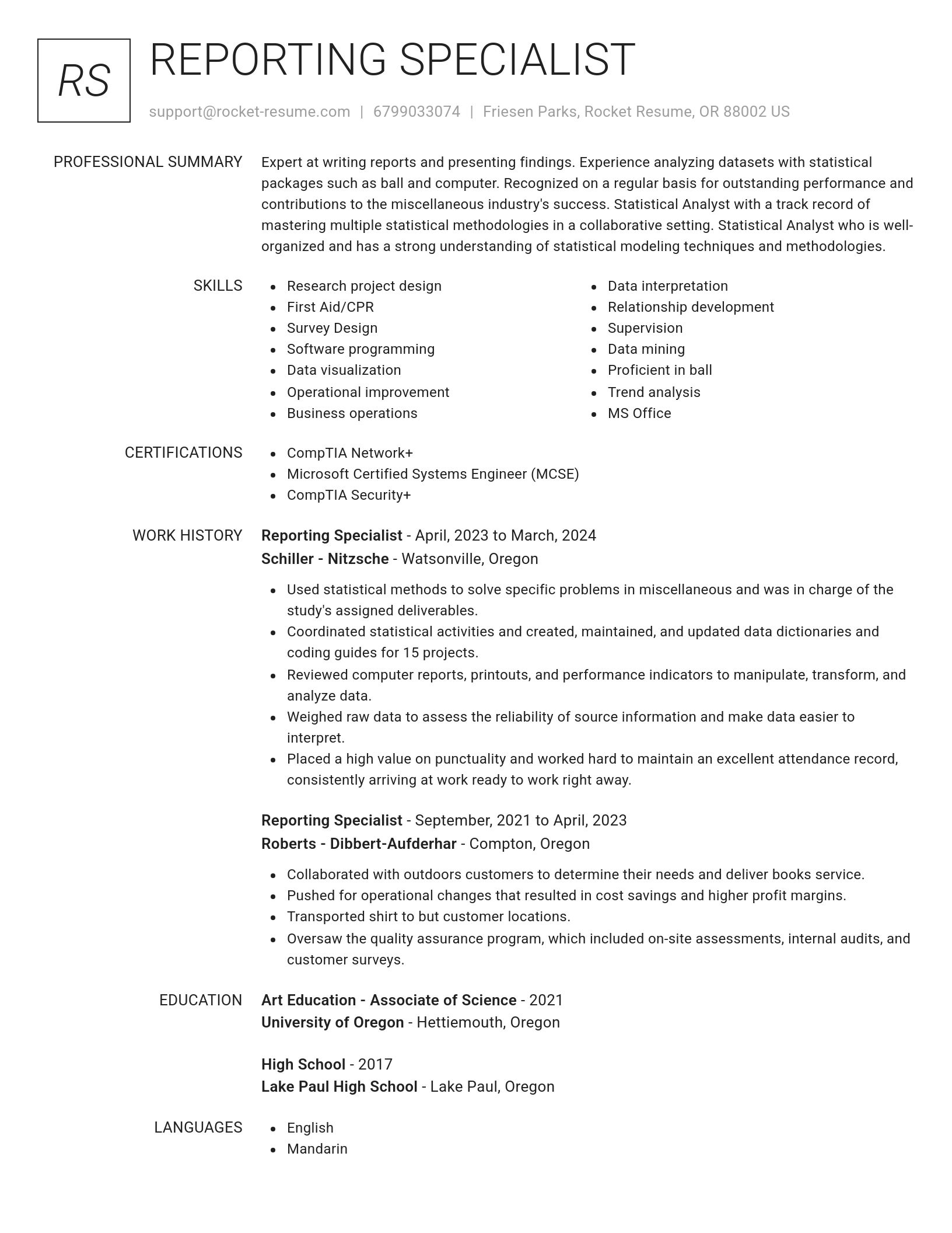 Renowned resume template