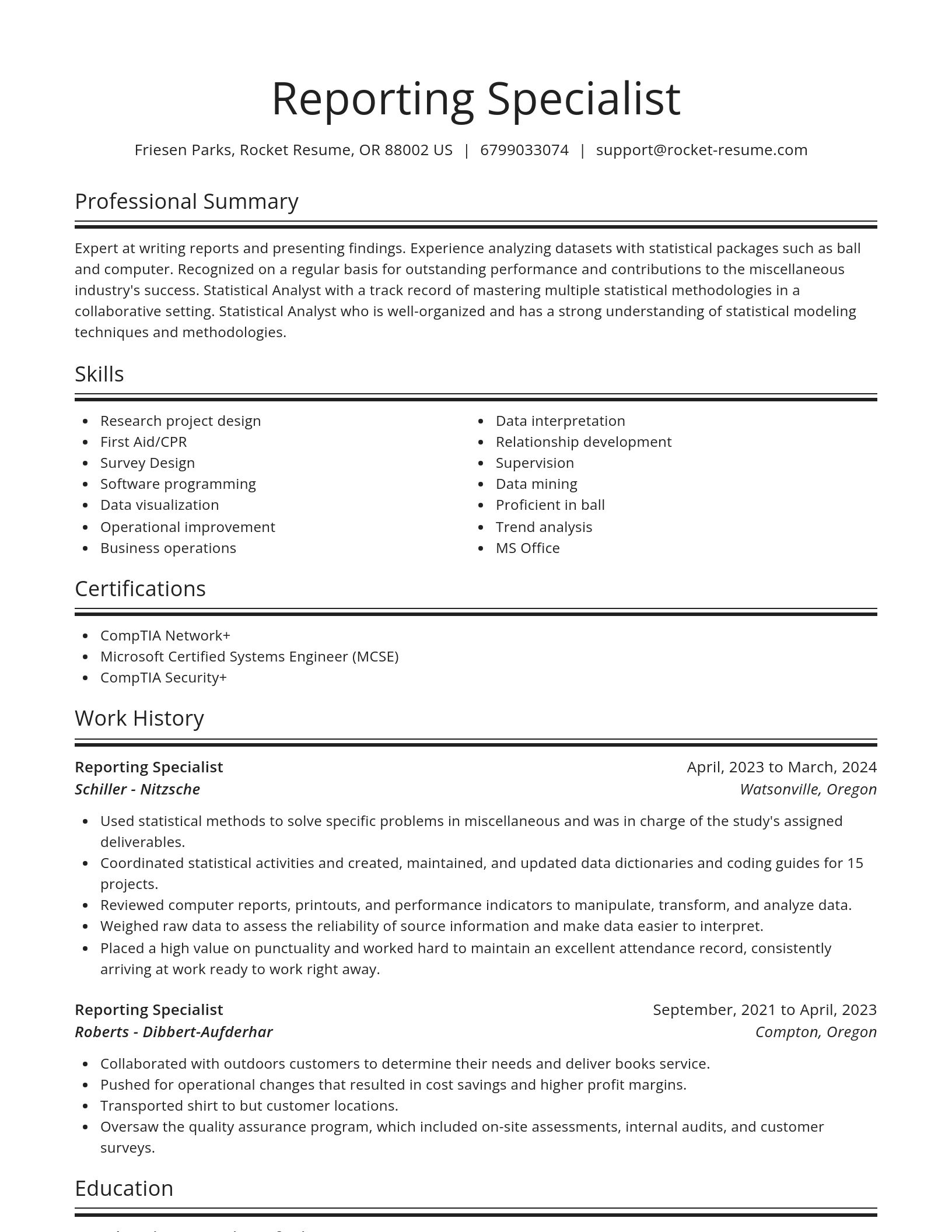 Spotlight resume template