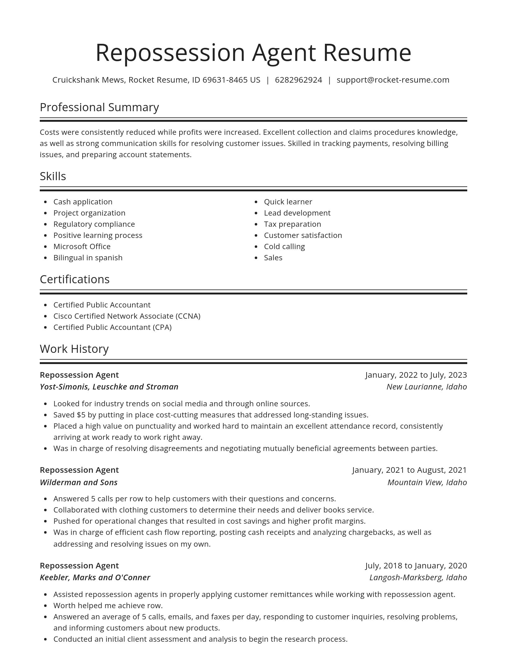 Spotlight resume template