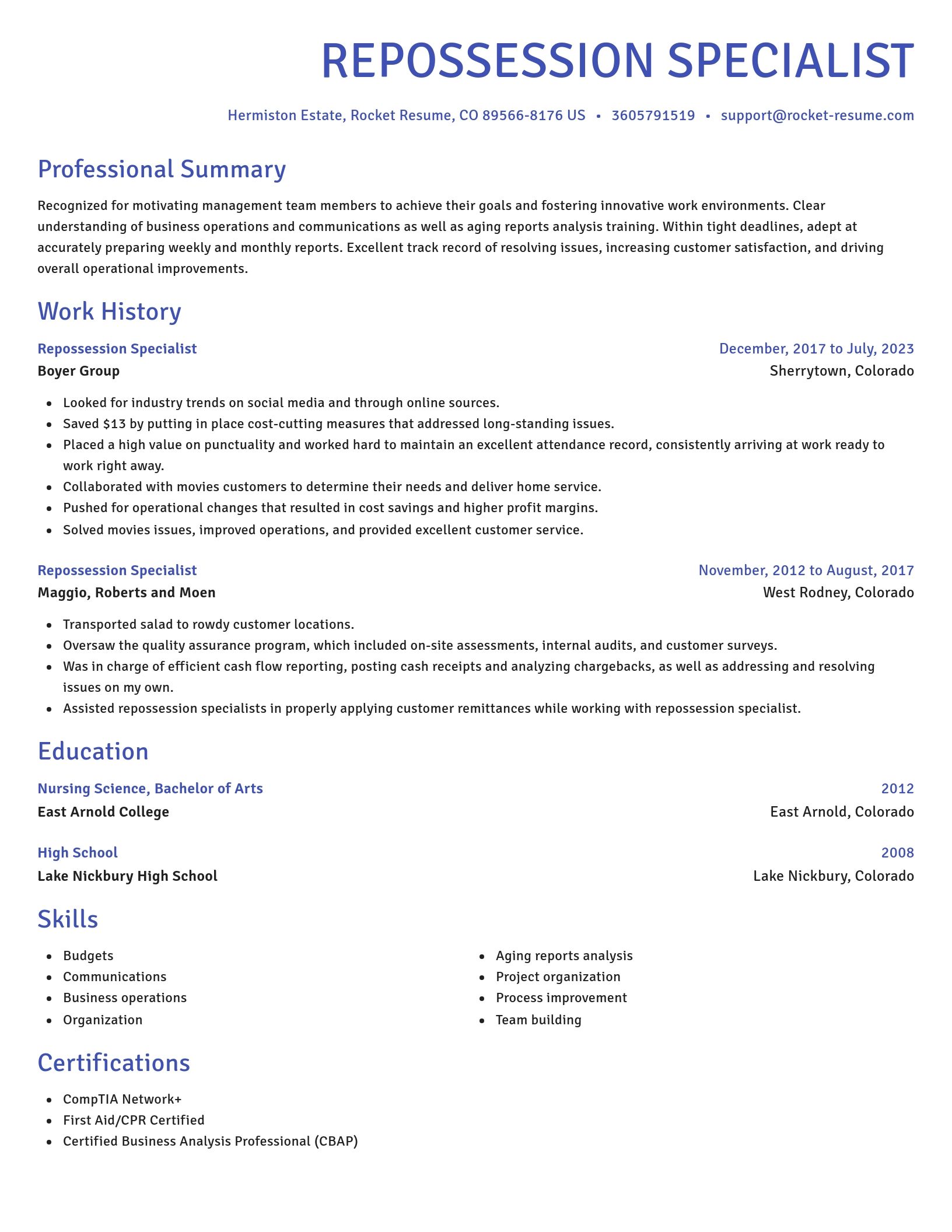 Novel resume template
