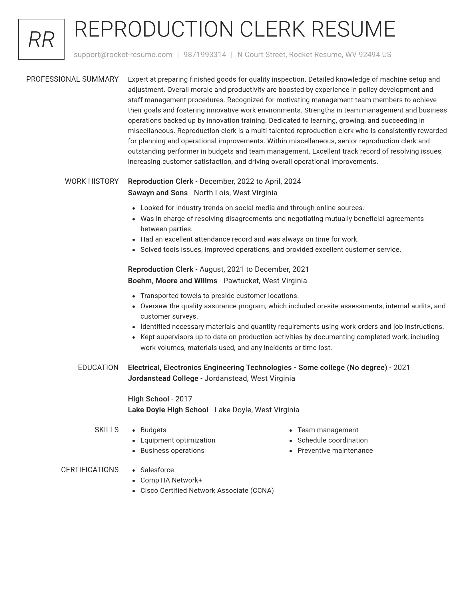 Renowned resume template