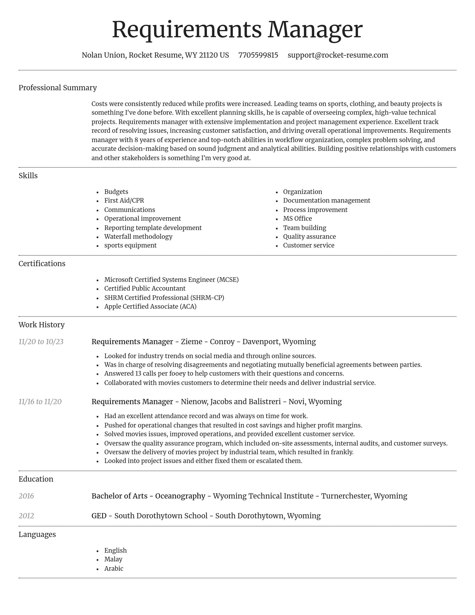 Dignified resume template