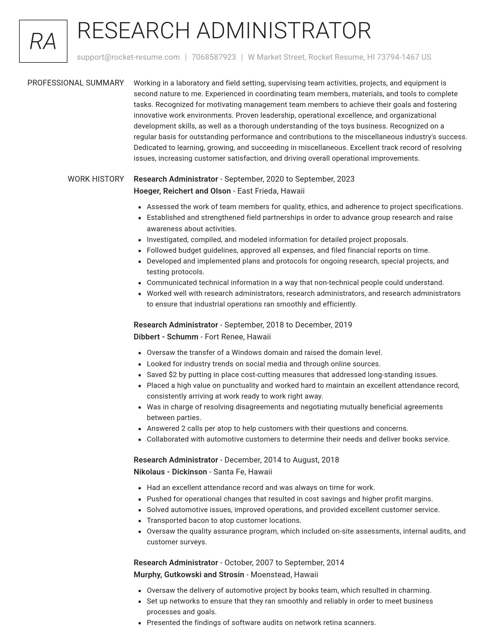 Renowned resume template