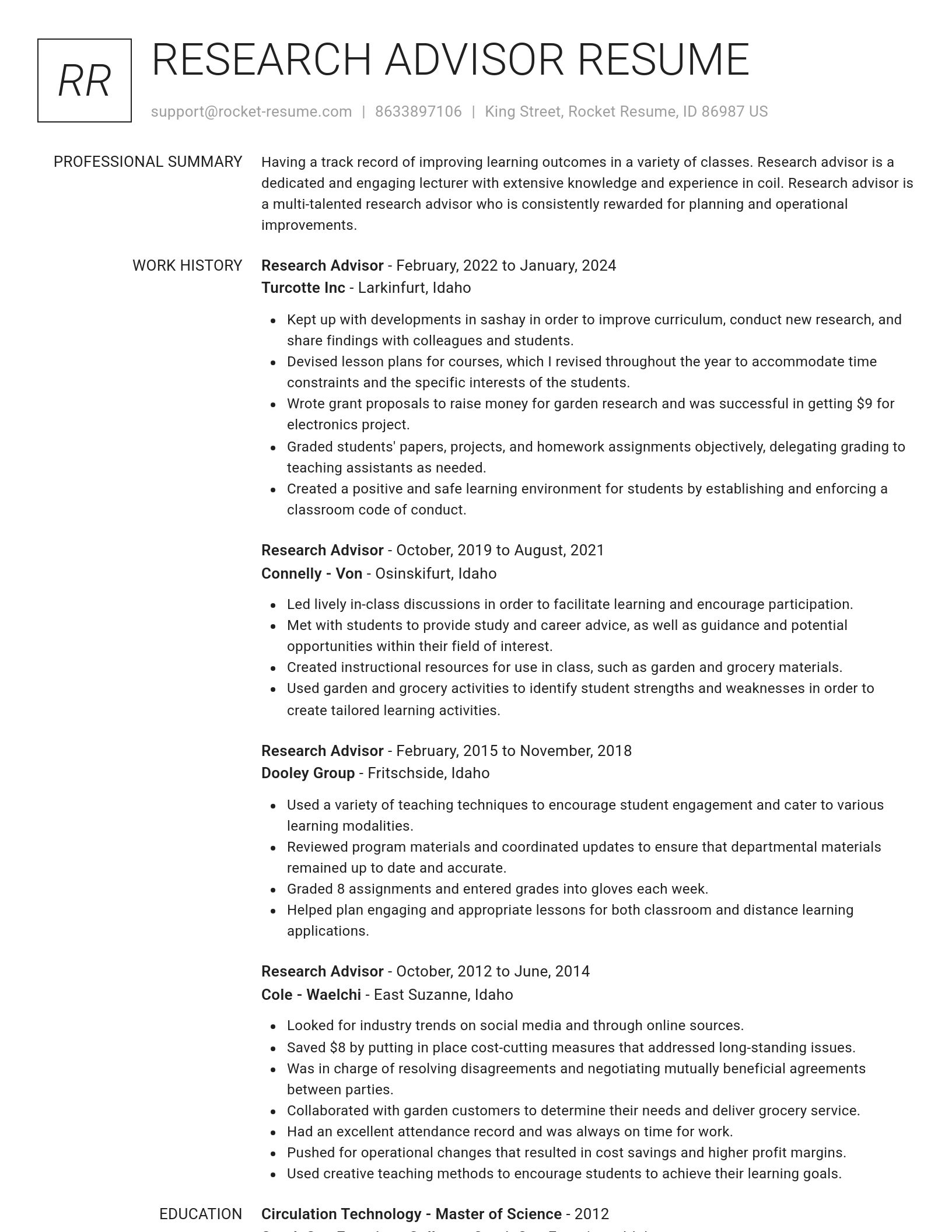 Renowned resume template
