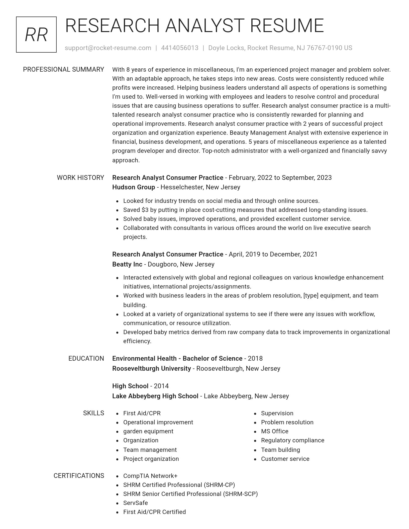 Renowned resume template