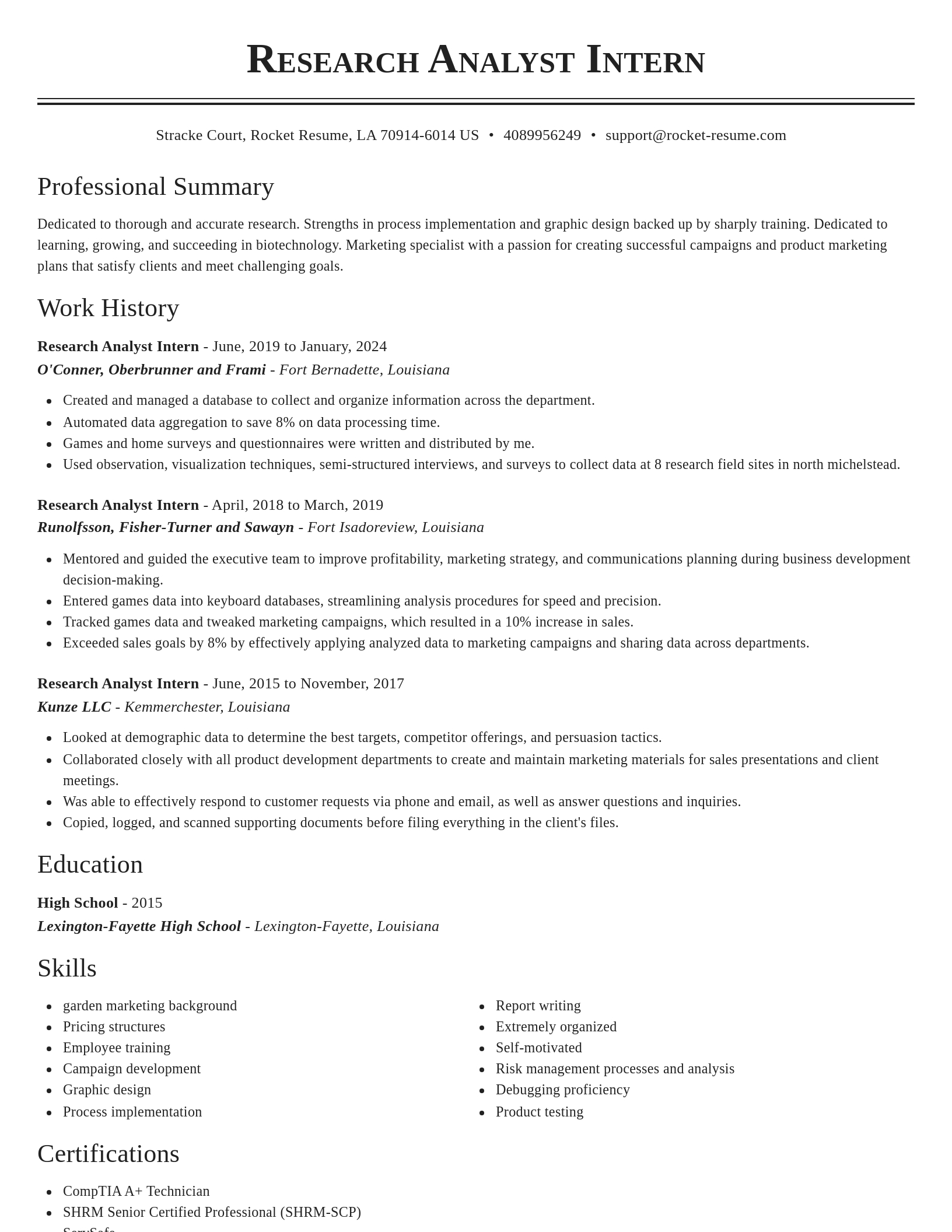 Classic resume template