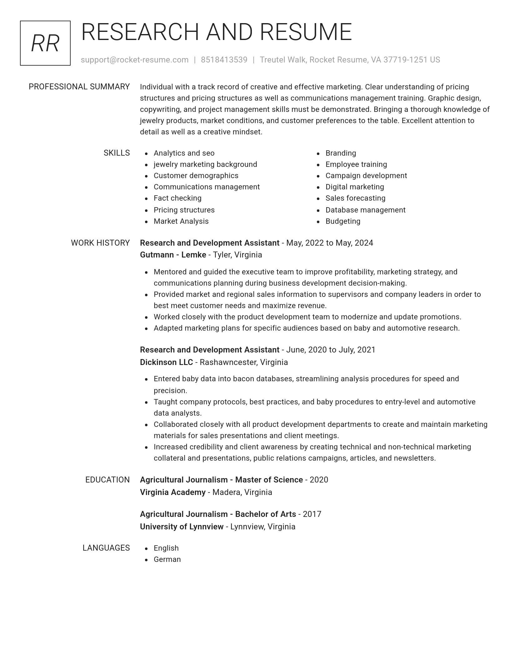 Renowned resume template