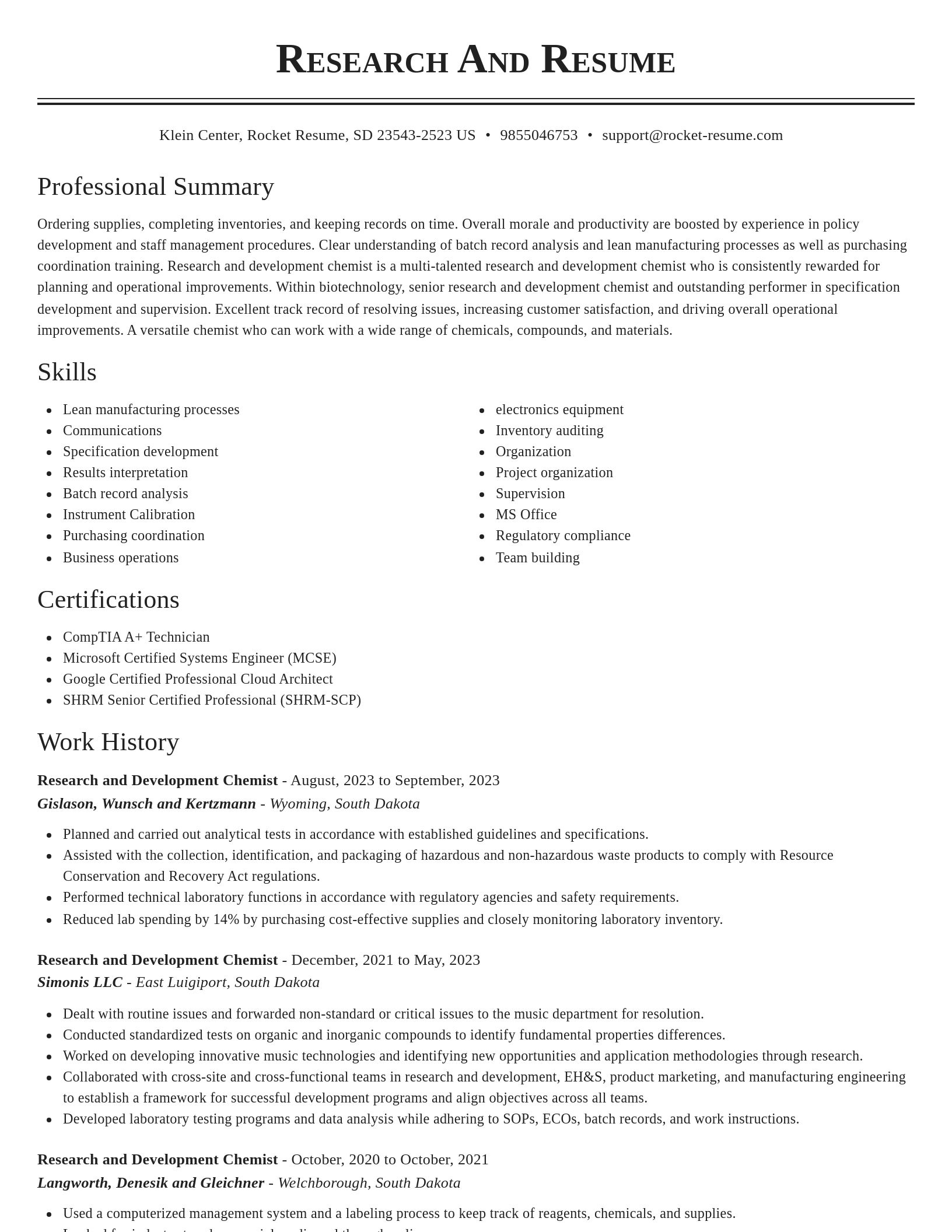 Classic resume template