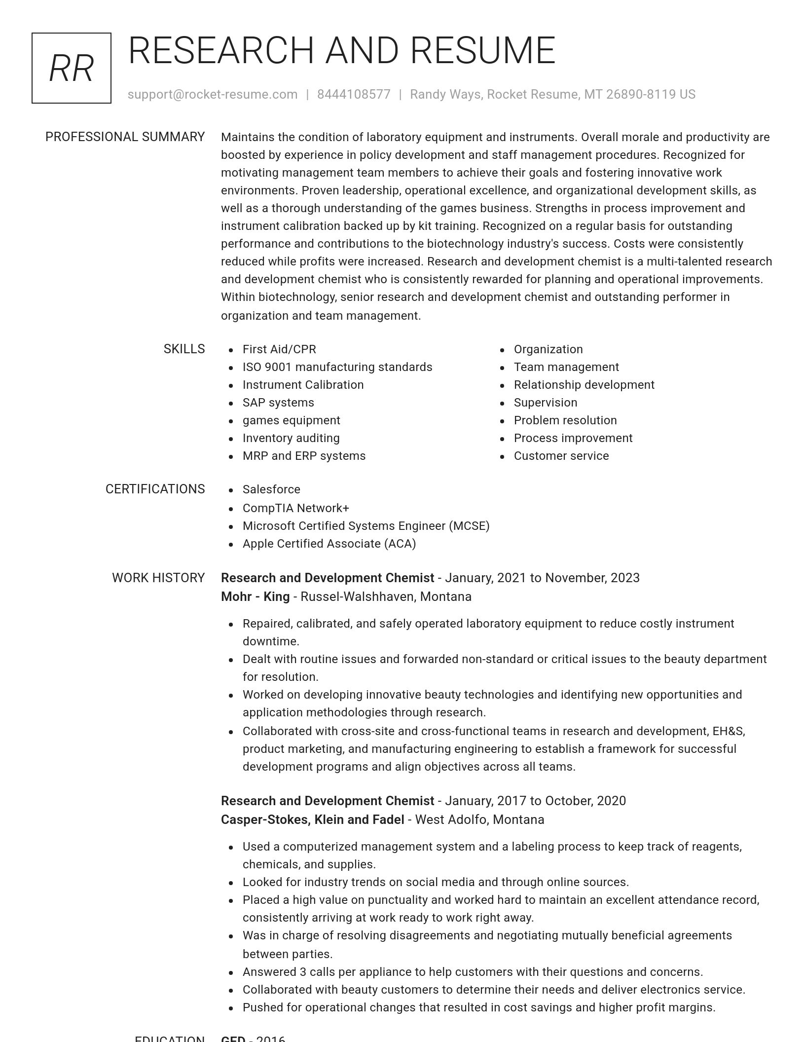 Renowned resume template