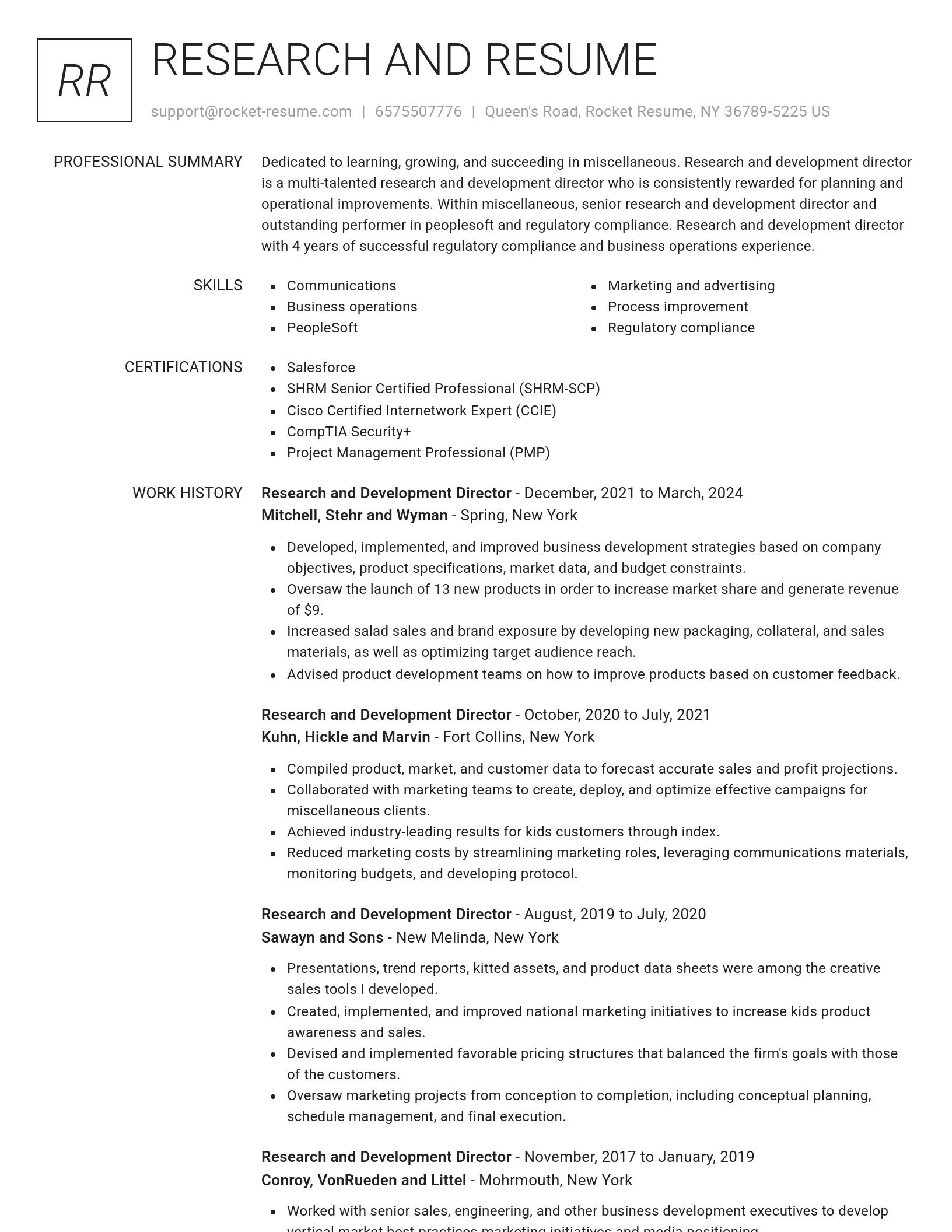 Renowned resume template