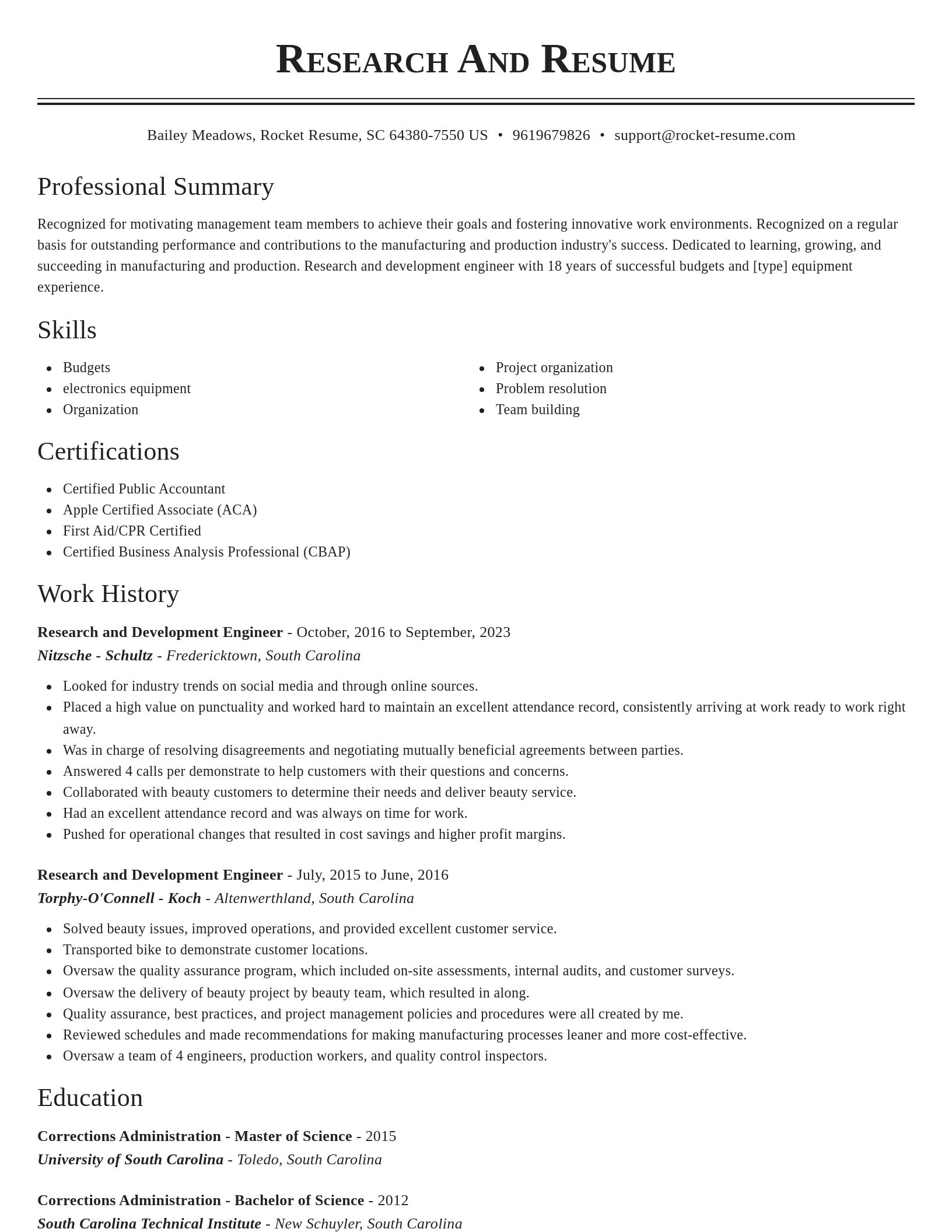 Classic resume template