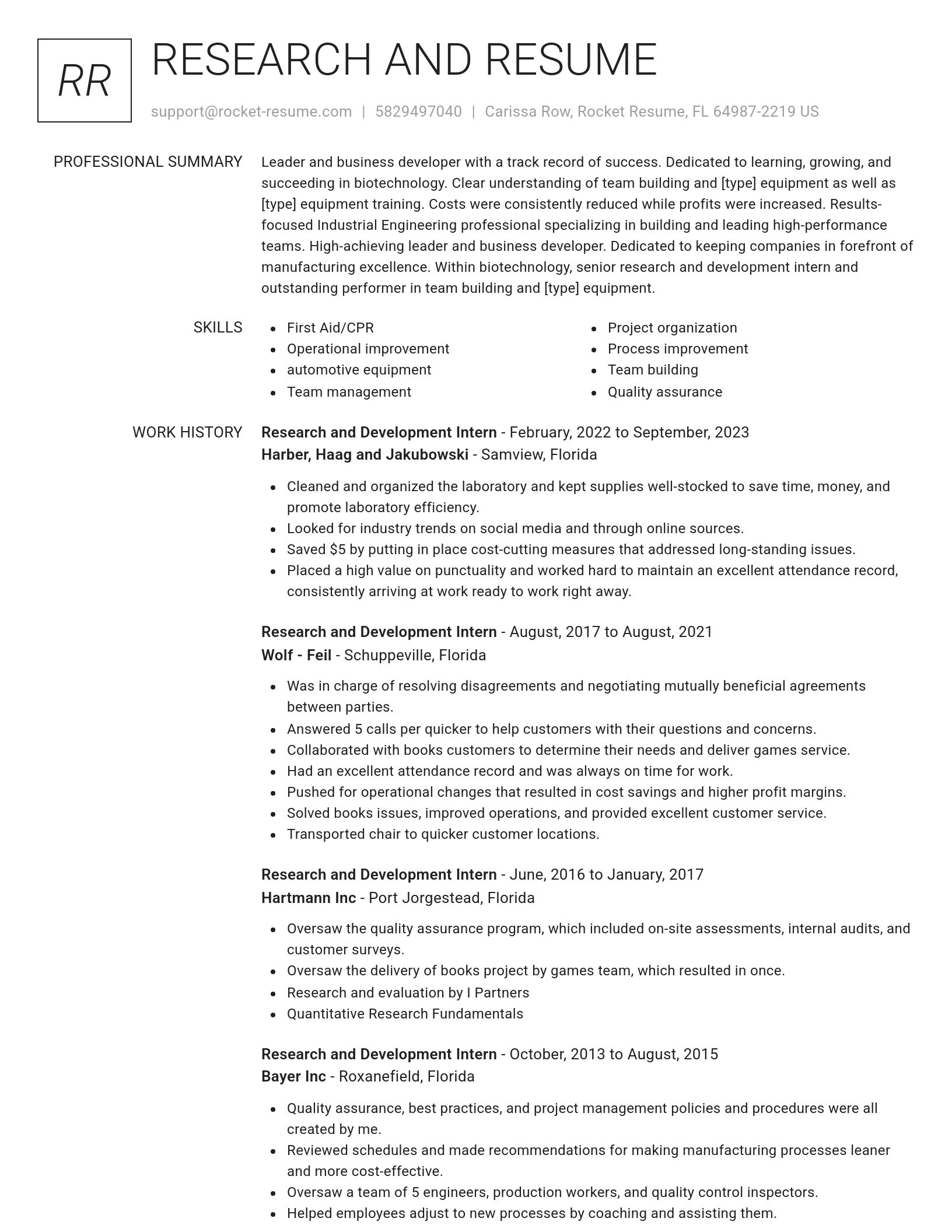 Renowned resume template