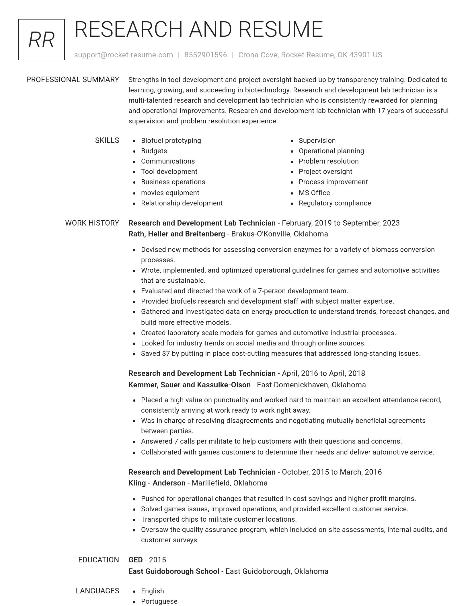Renowned resume template