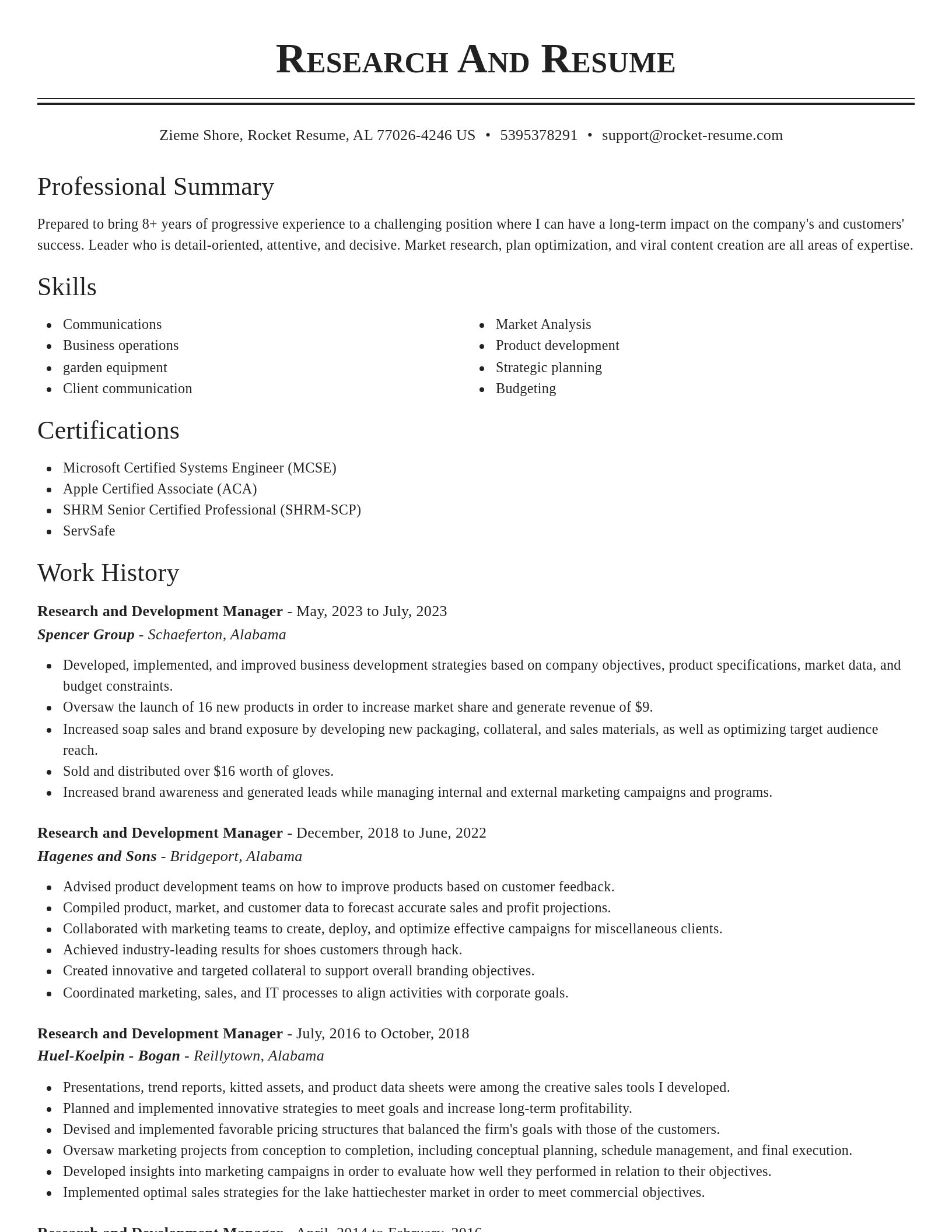 Classic resume template