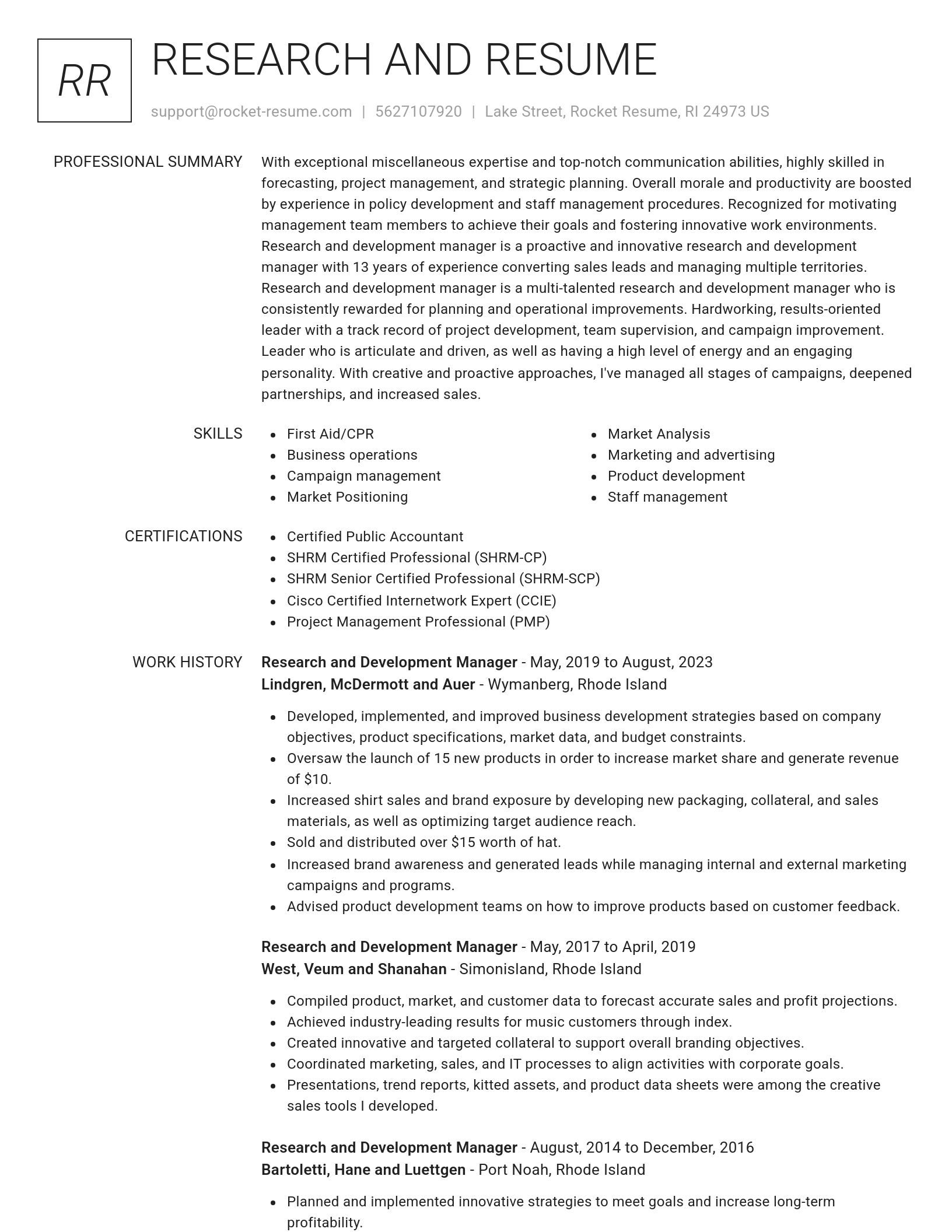 Renowned resume template