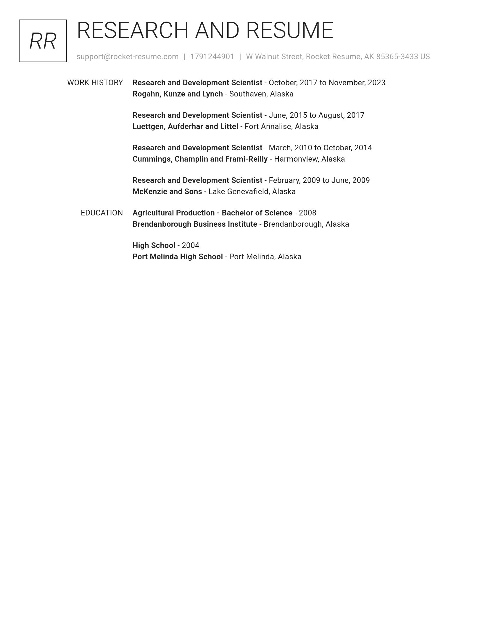 Renowned resume template
