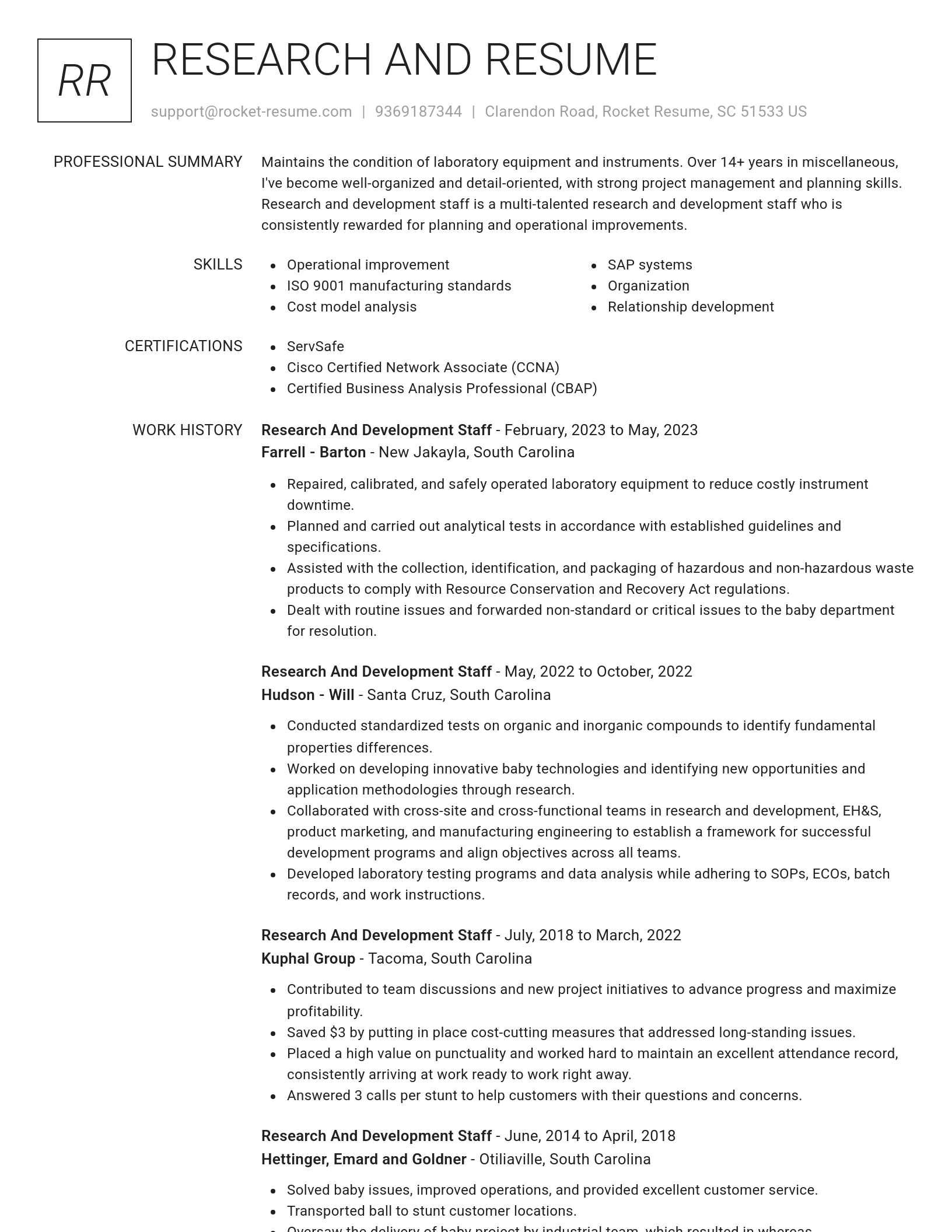 Renowned resume template