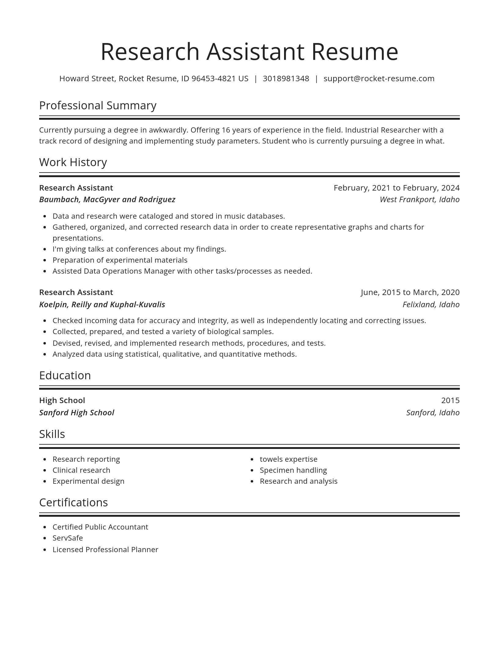 Spotlight resume template