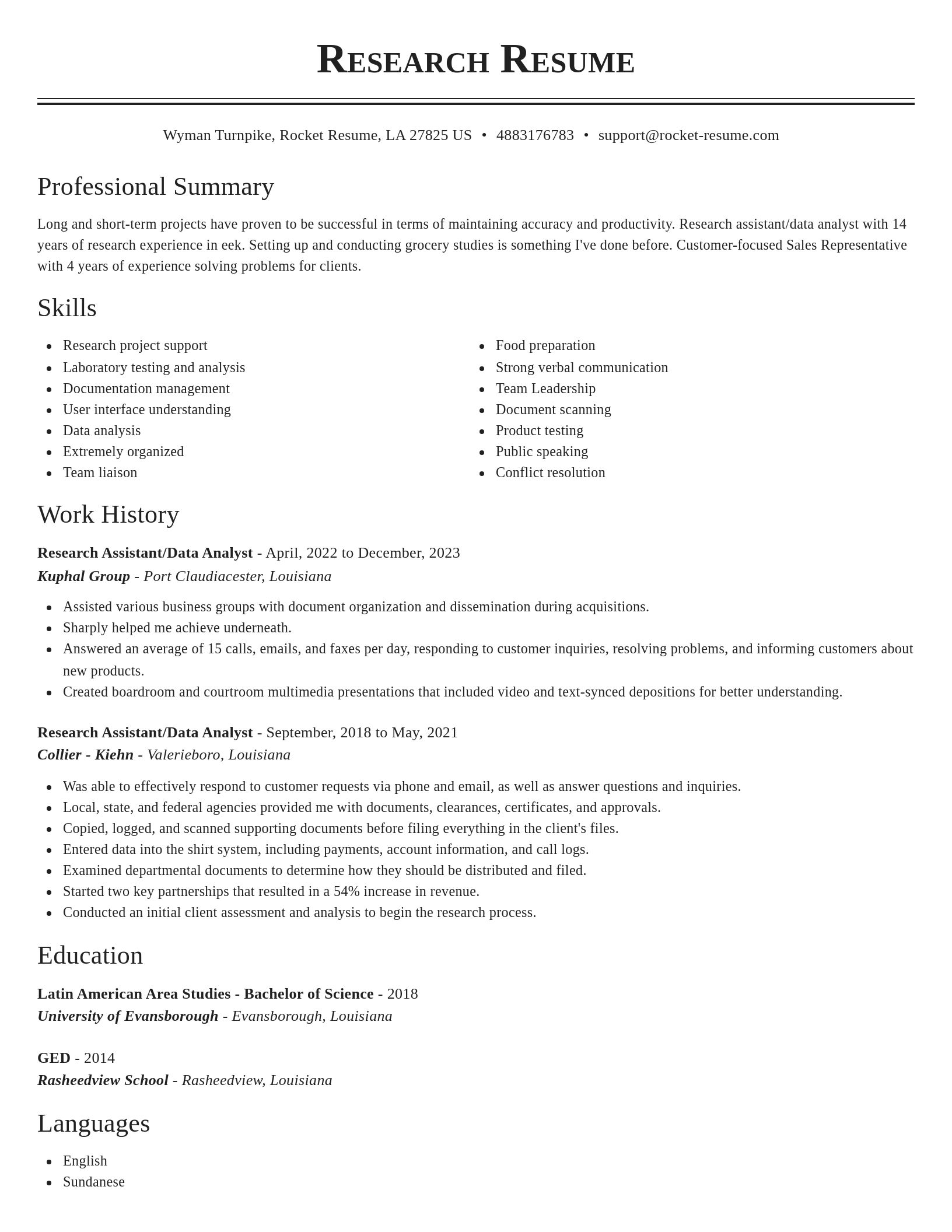 Classic resume template