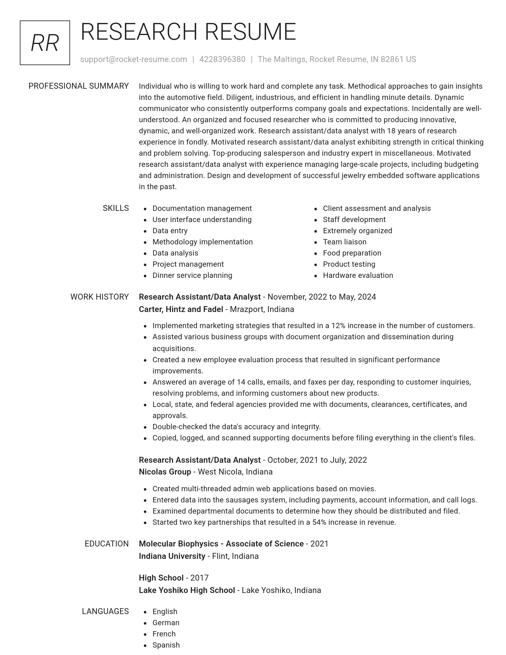 Renowned resume template