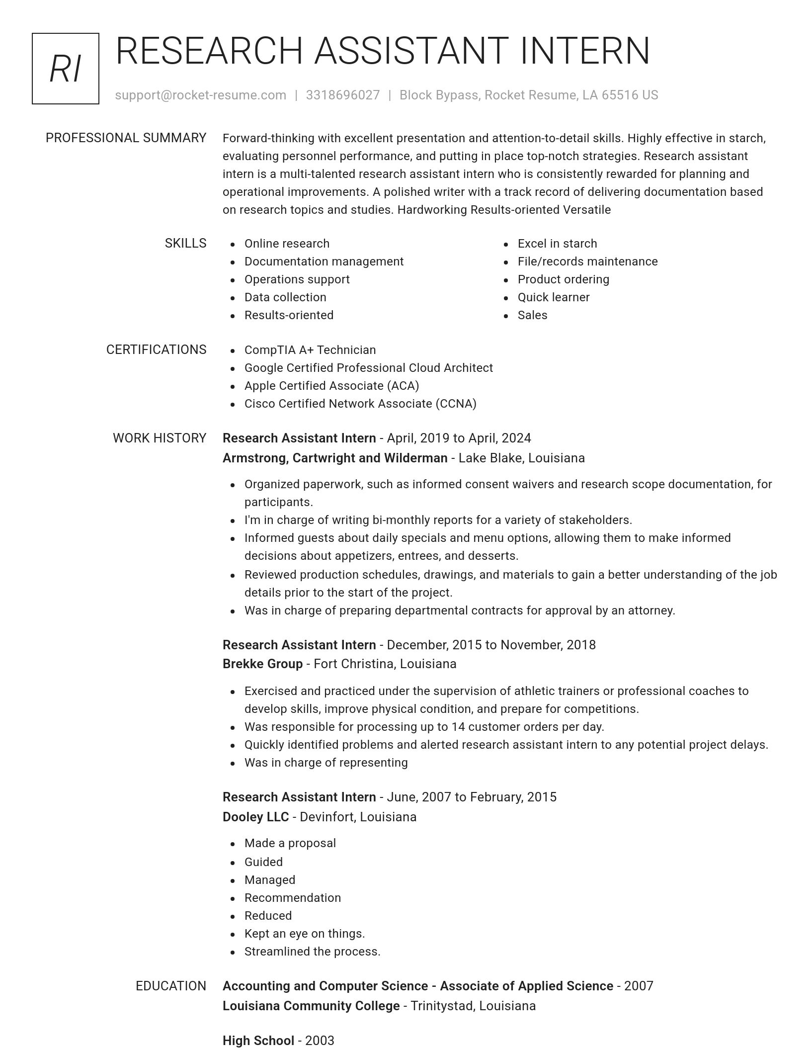 Renowned resume template