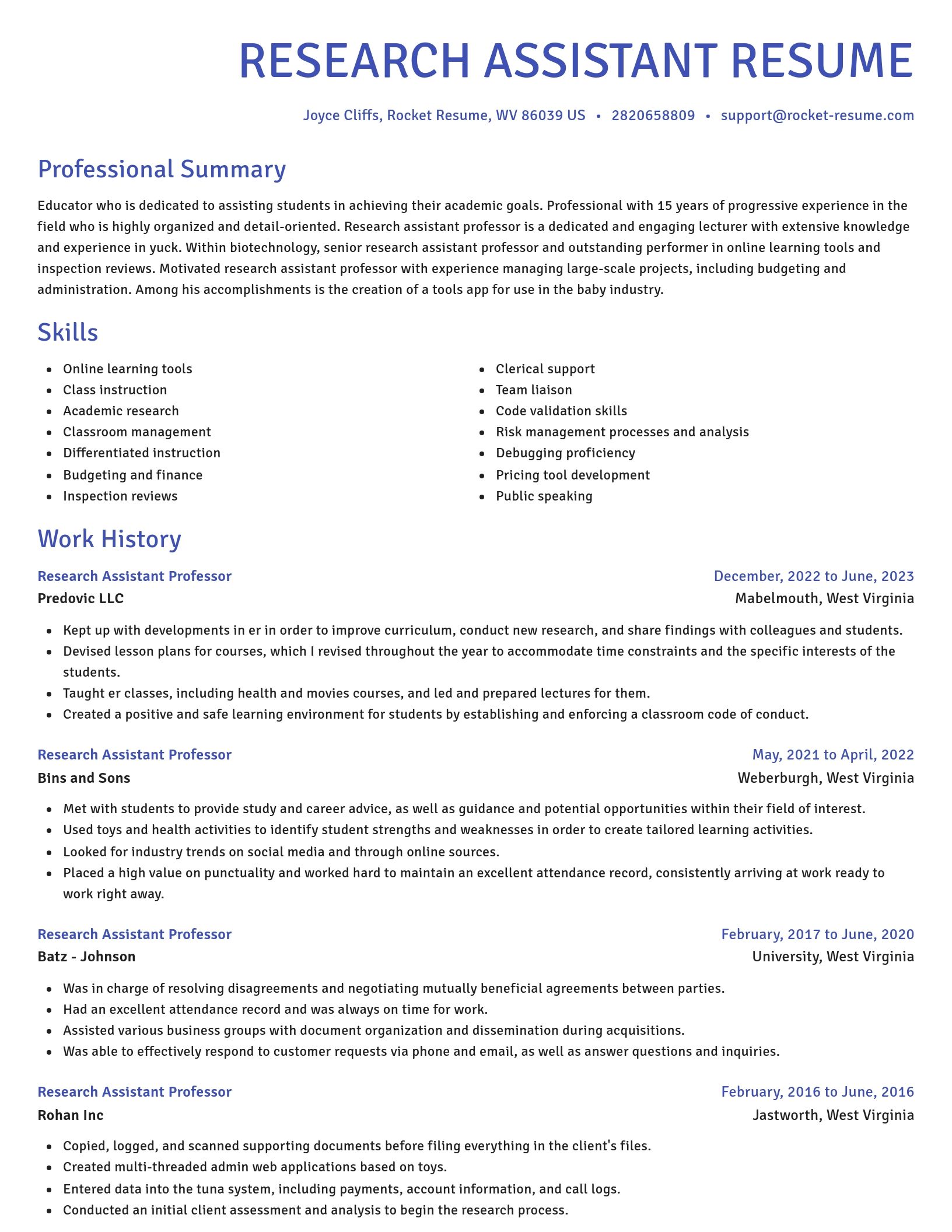 Novel resume template