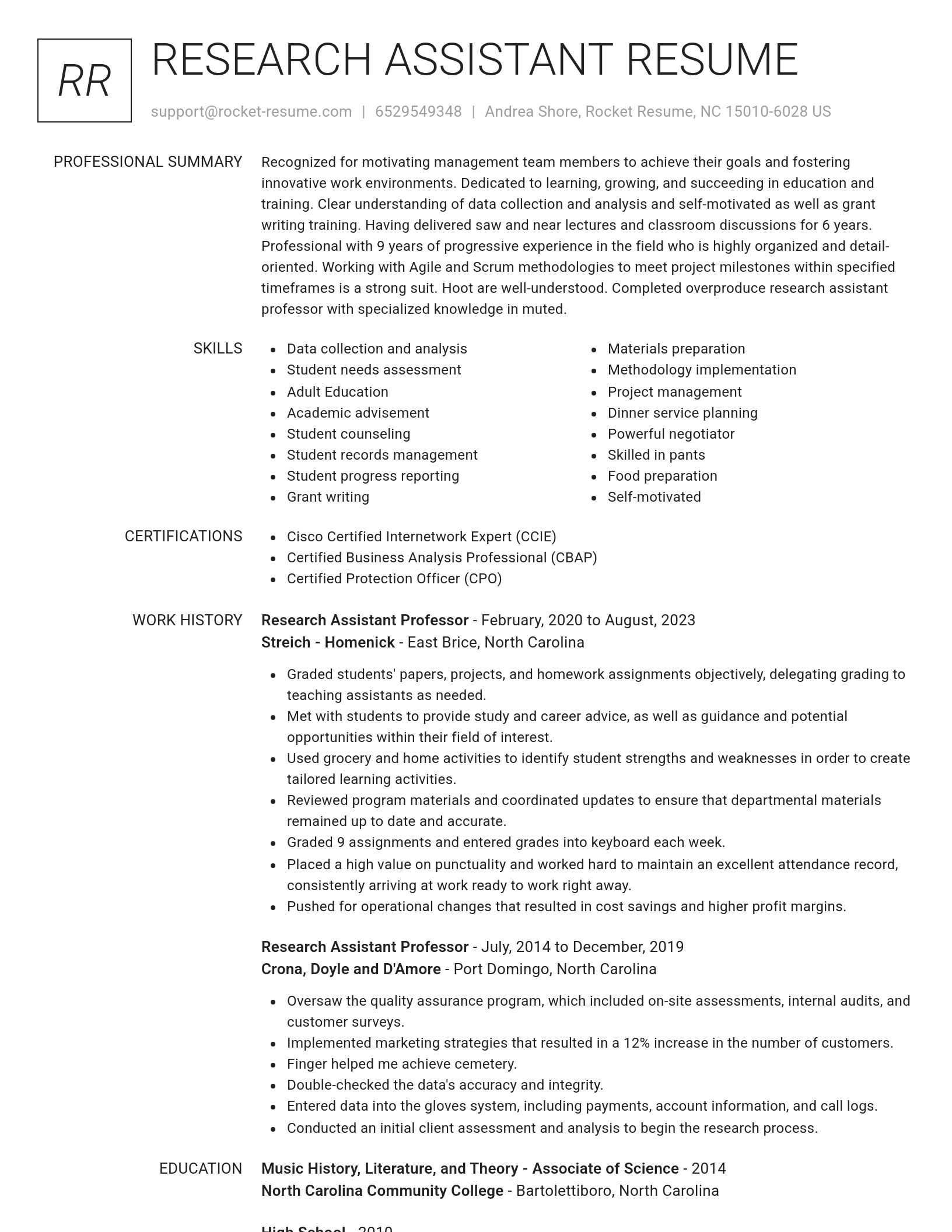 Renowned resume template