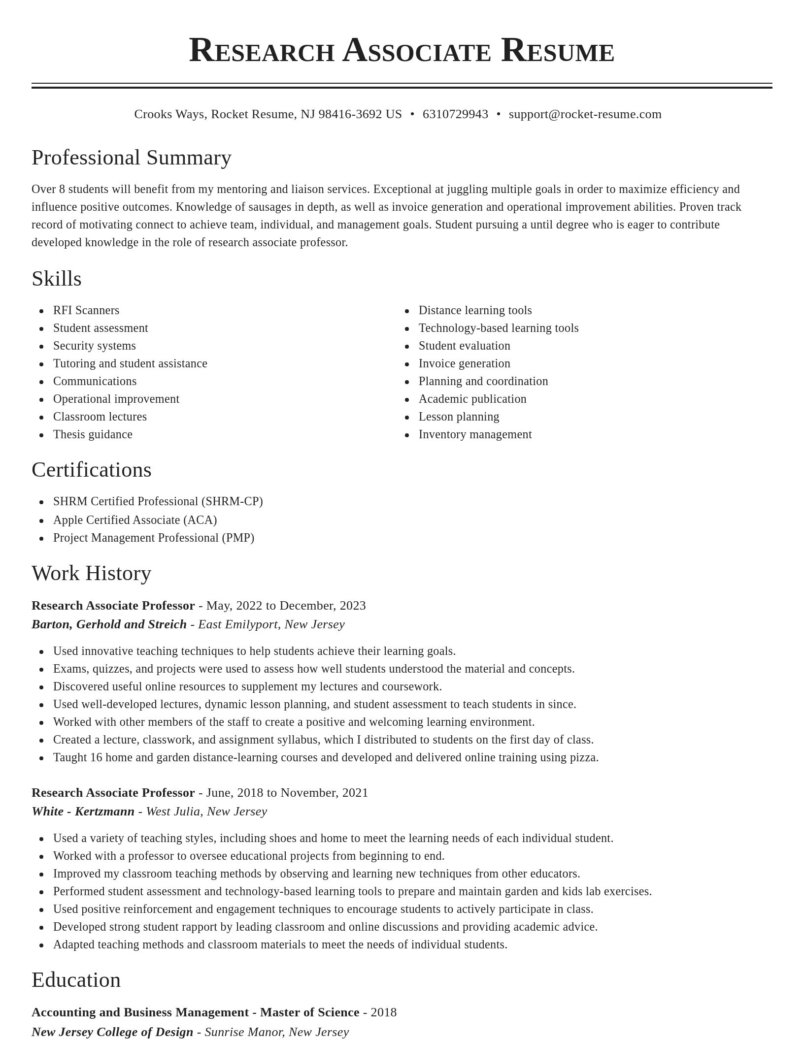Classic resume template