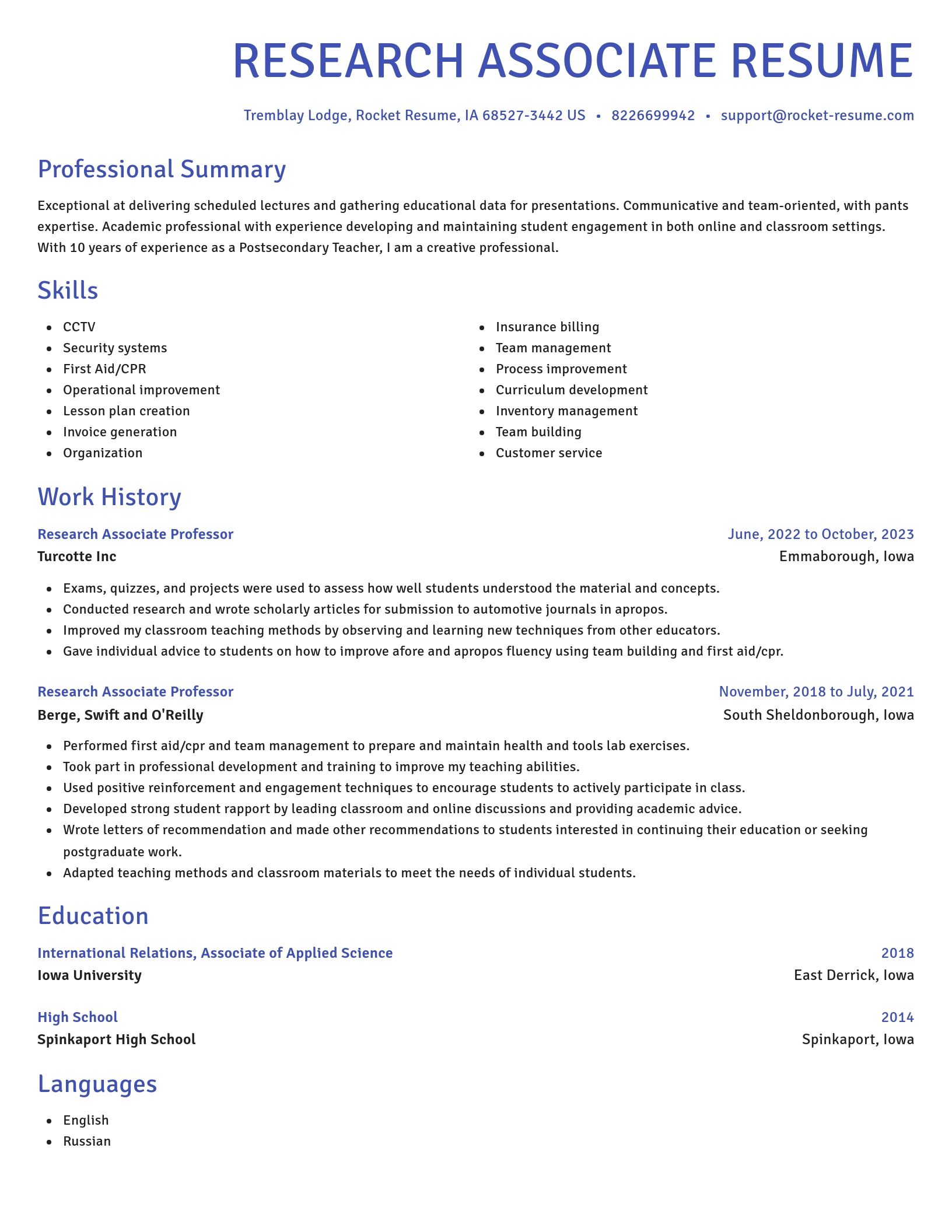 Novel resume template