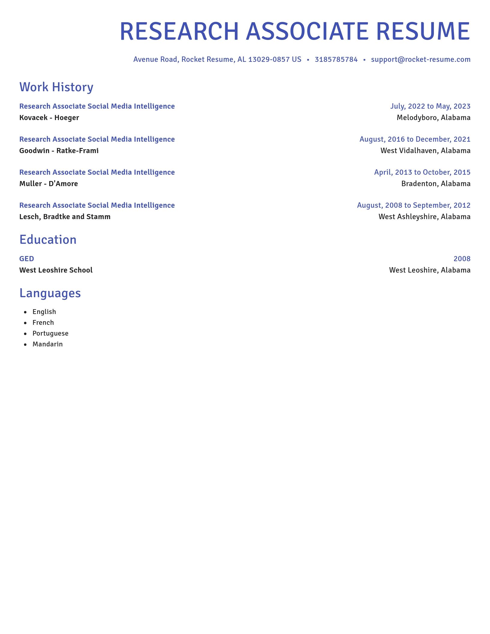 Novel resume template