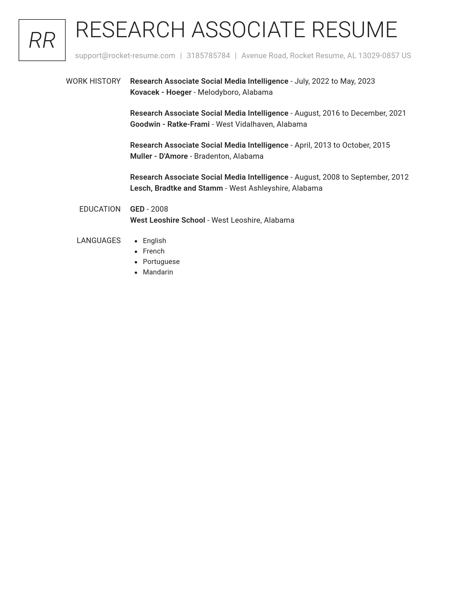 Renowned resume template