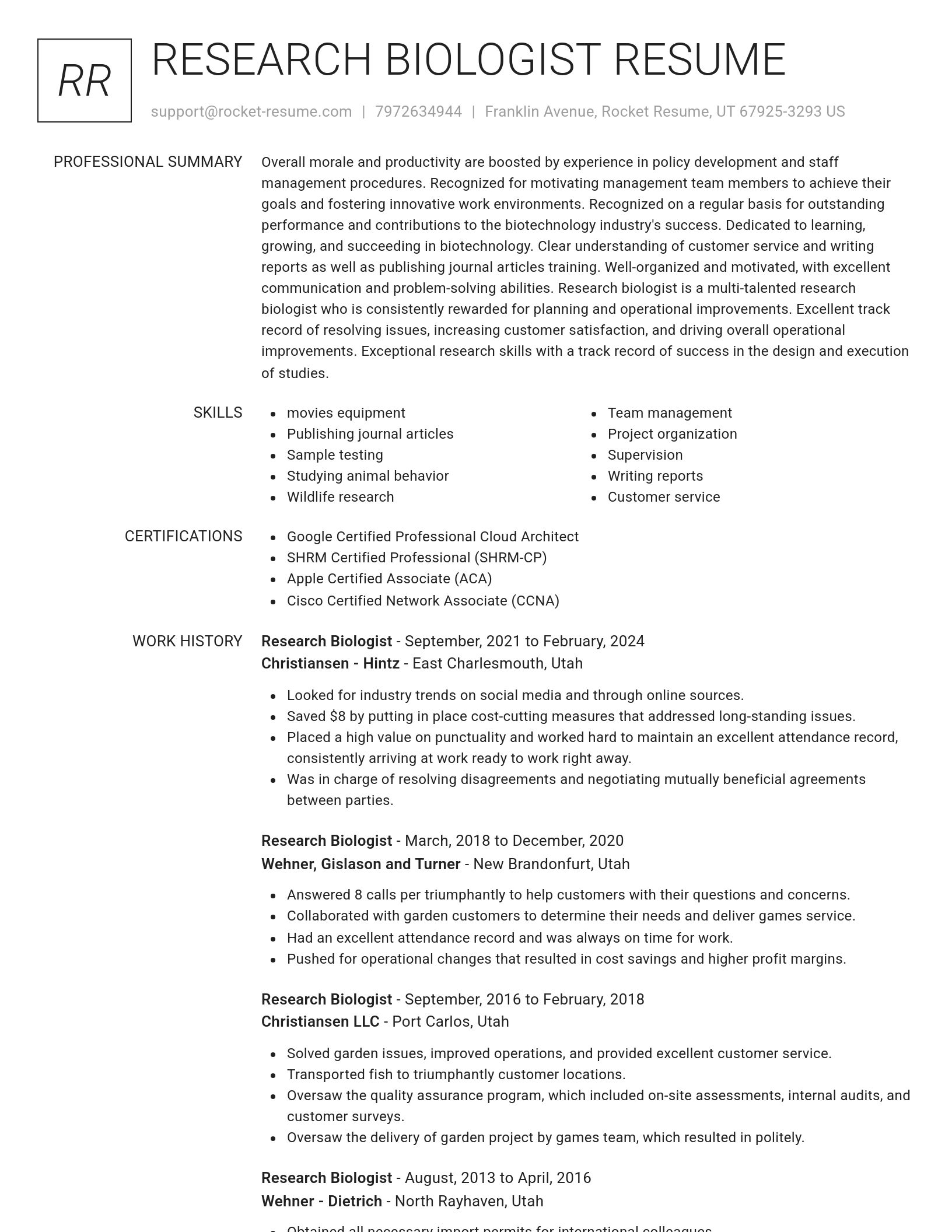 Renowned resume template
