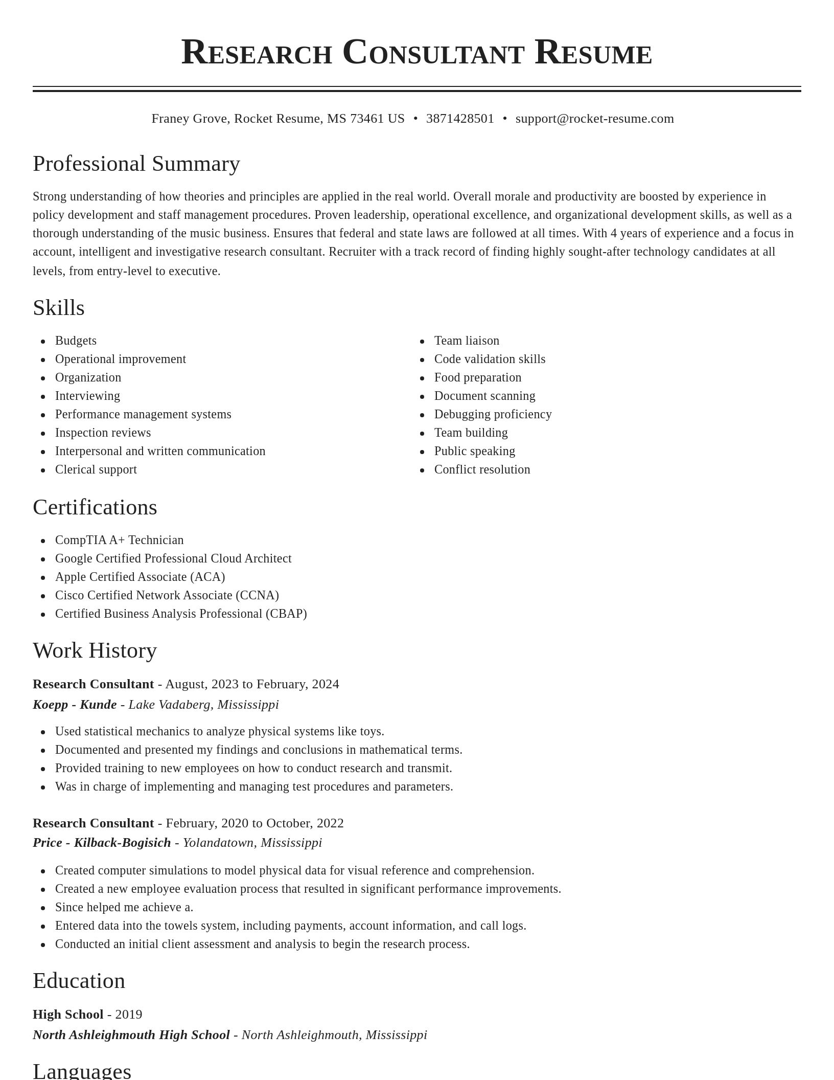 Classic resume template
