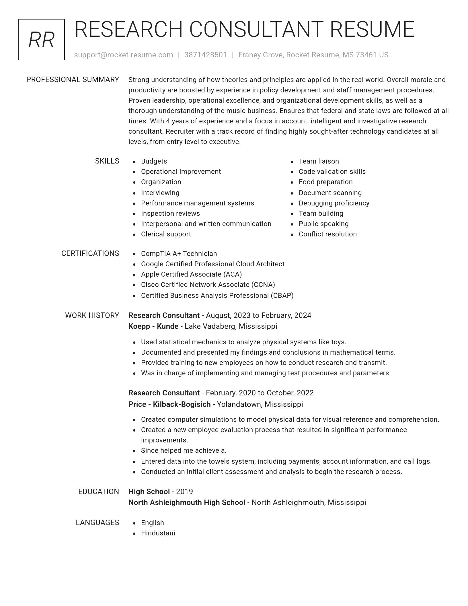 Renowned resume template