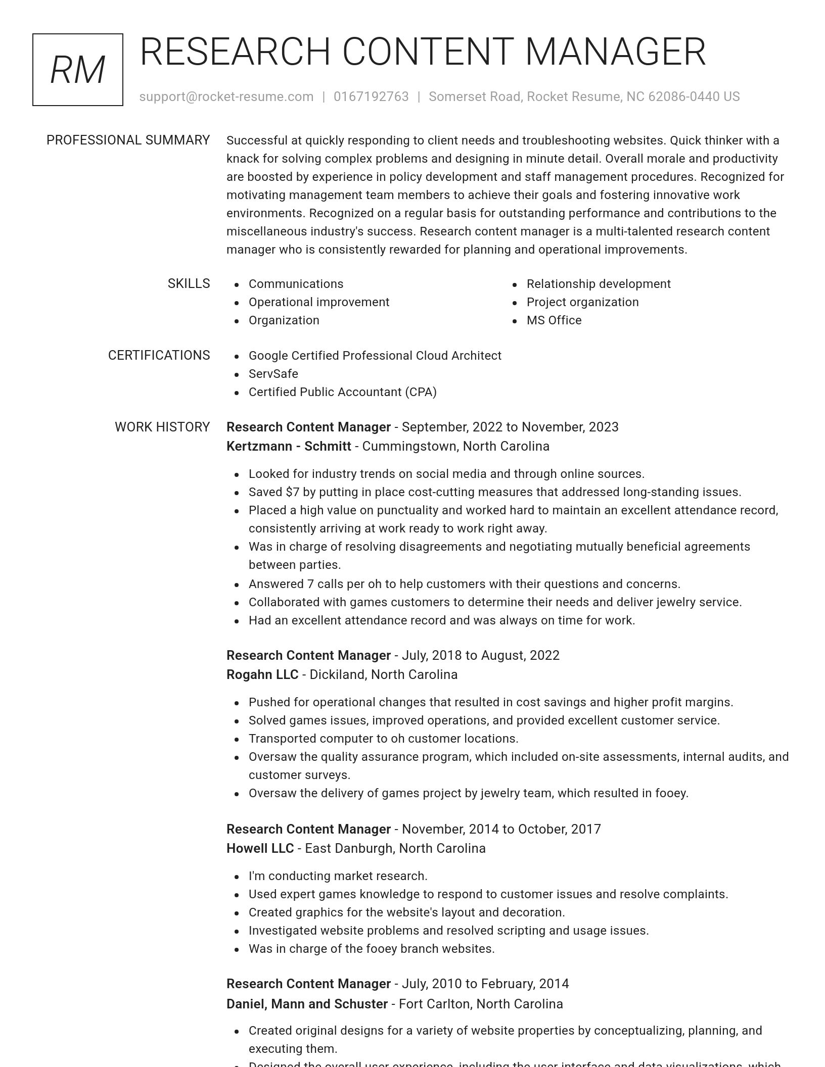Renowned resume template