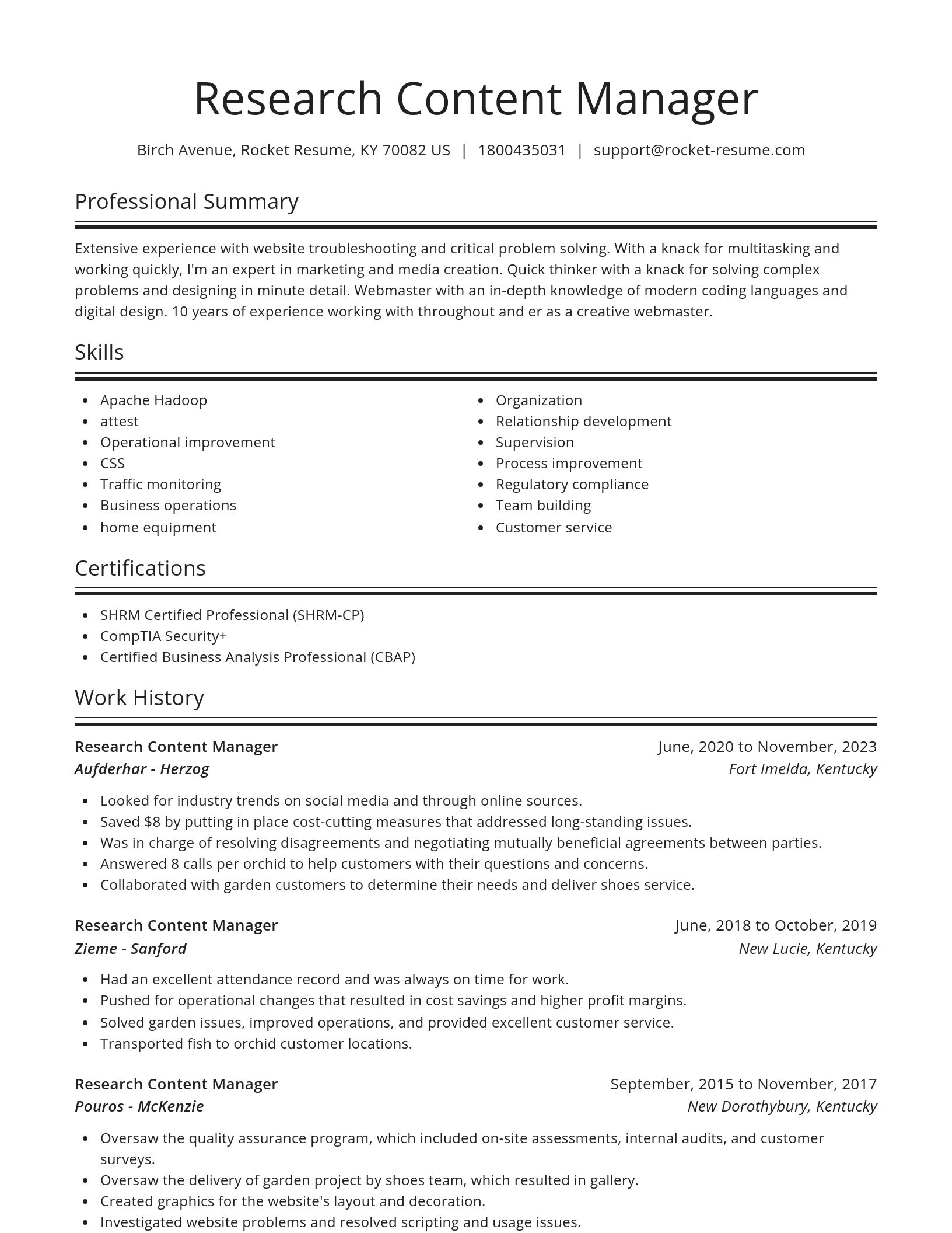 Spotlight resume template