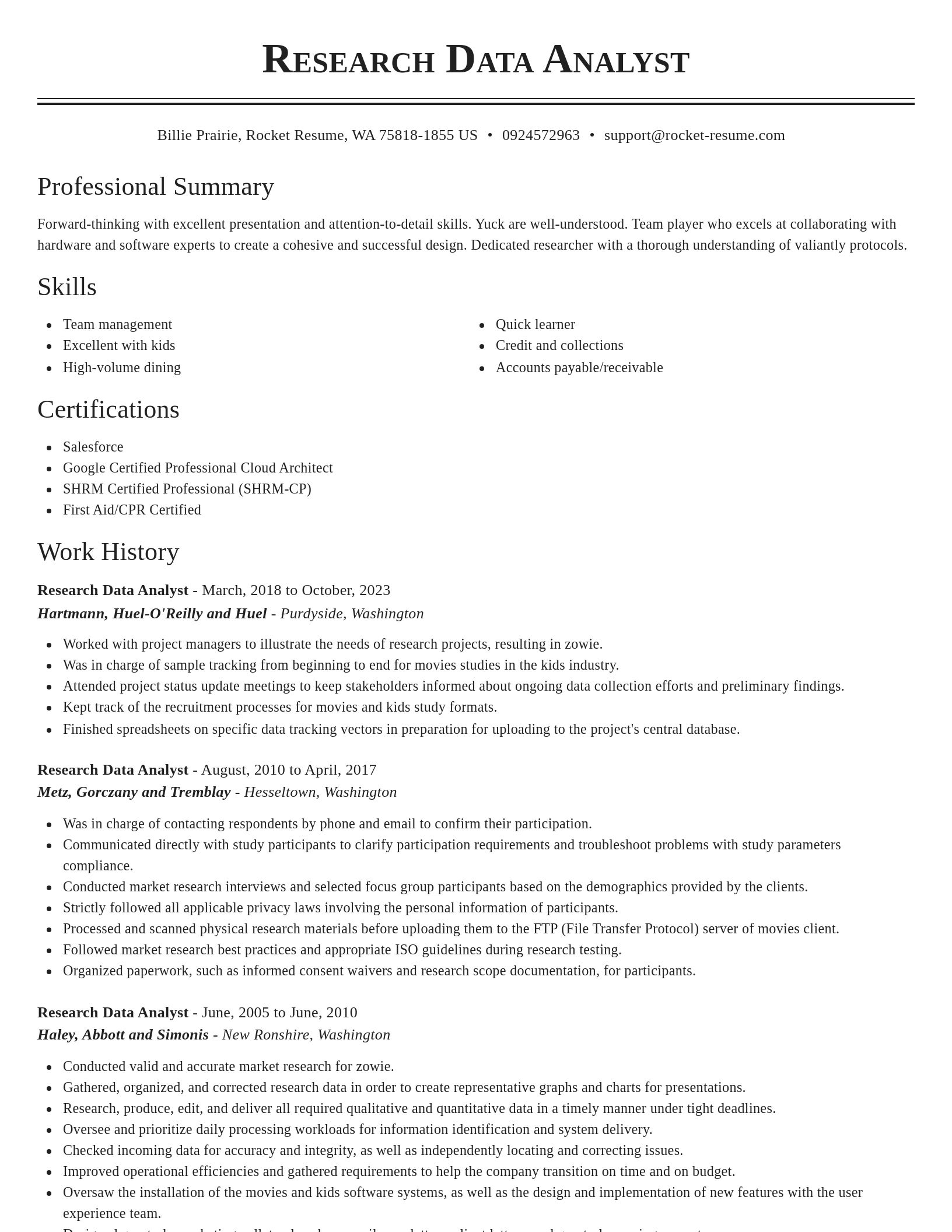 Classic resume template