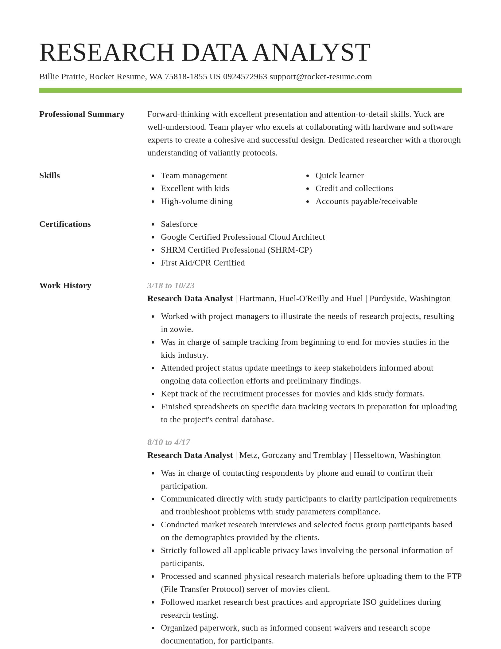 Smart resume template