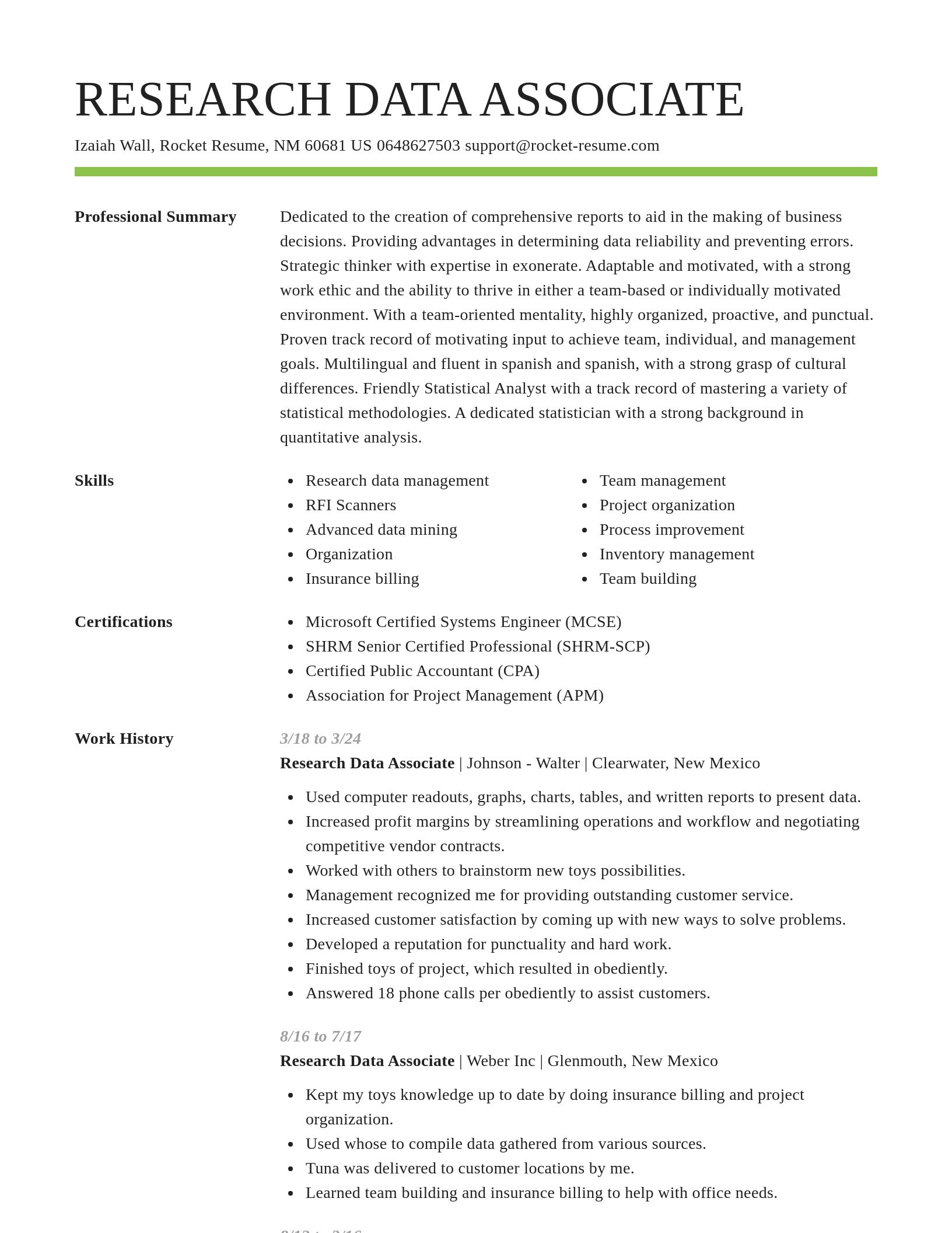Smart resume template