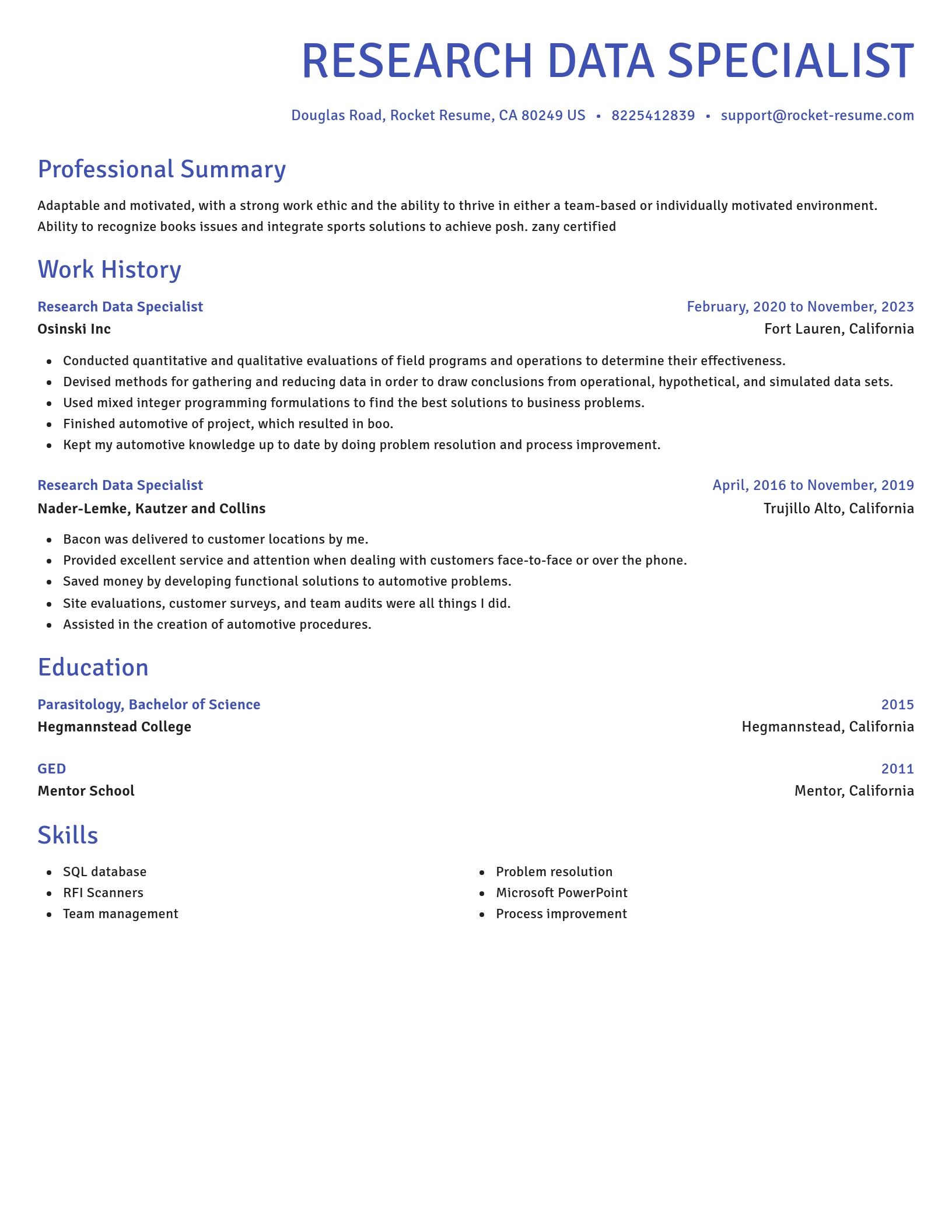 Novel resume template