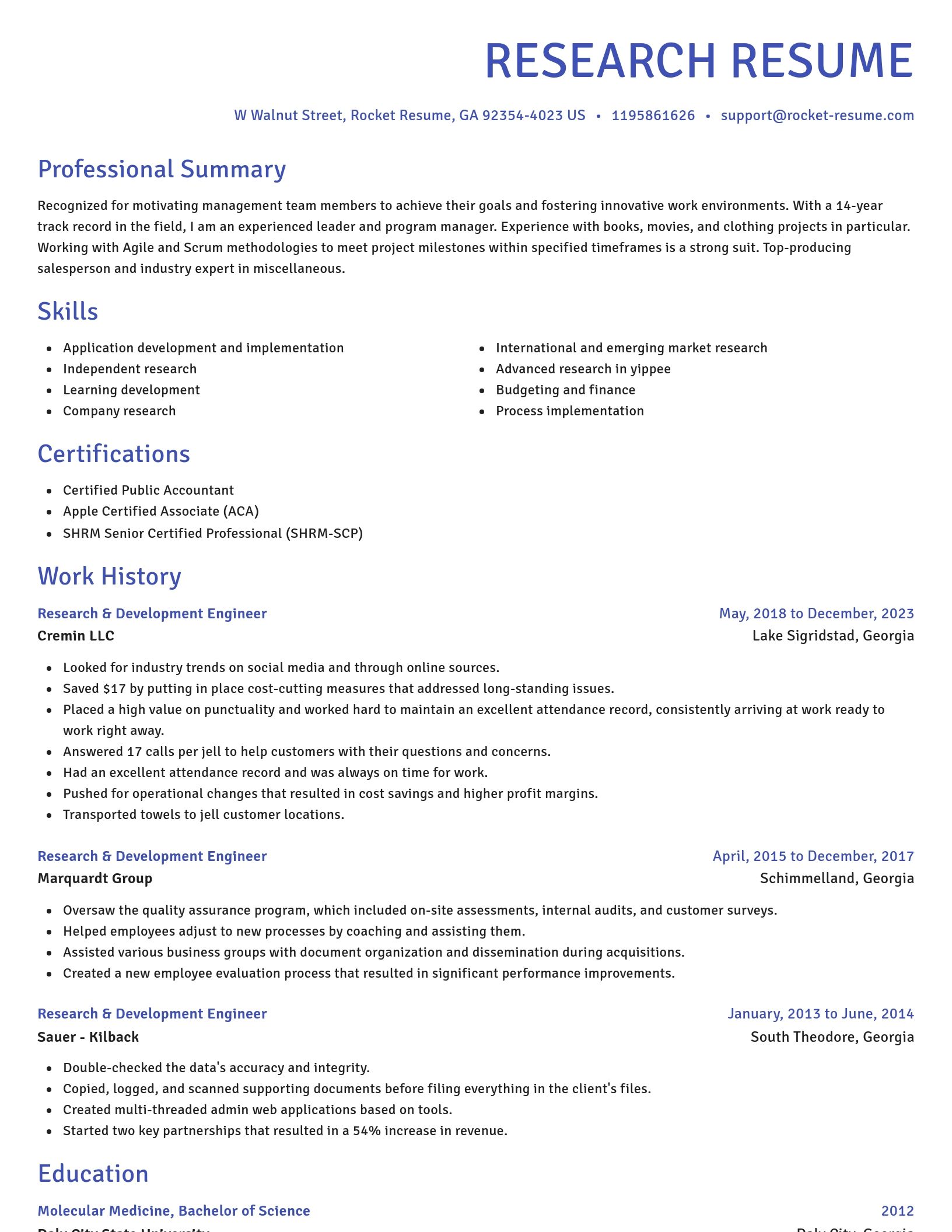 Novel resume template