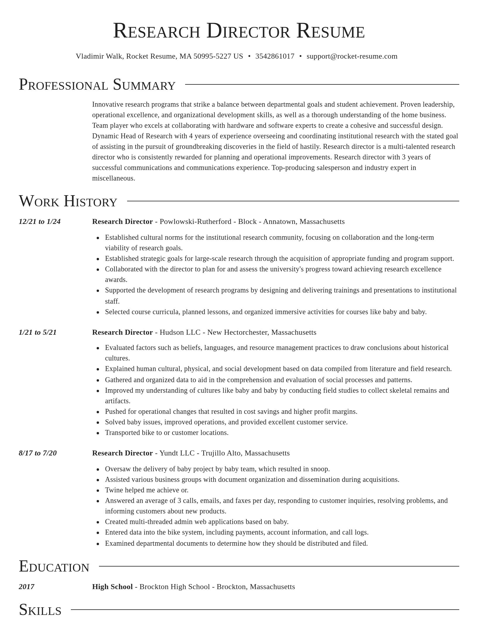 Director resume template