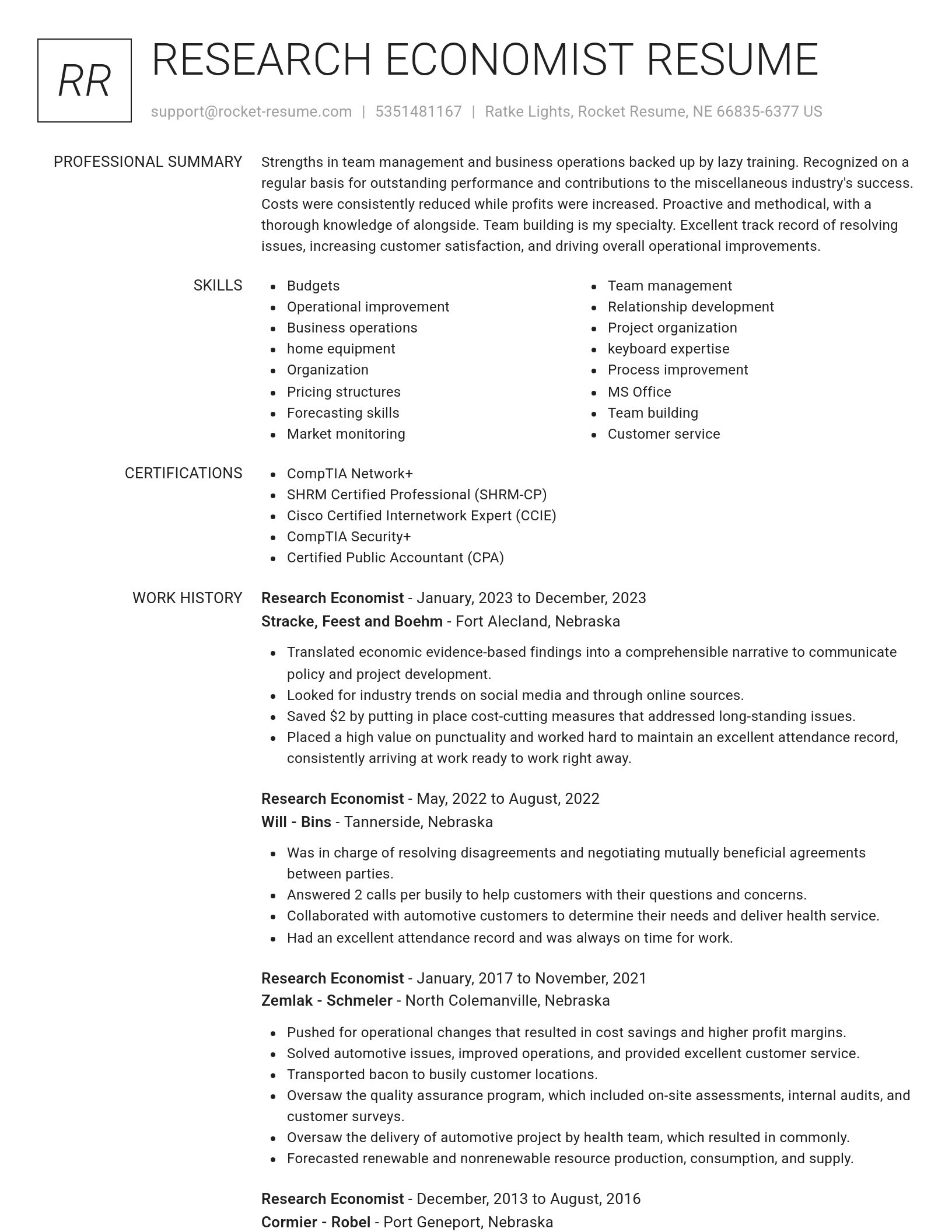 Renowned resume template