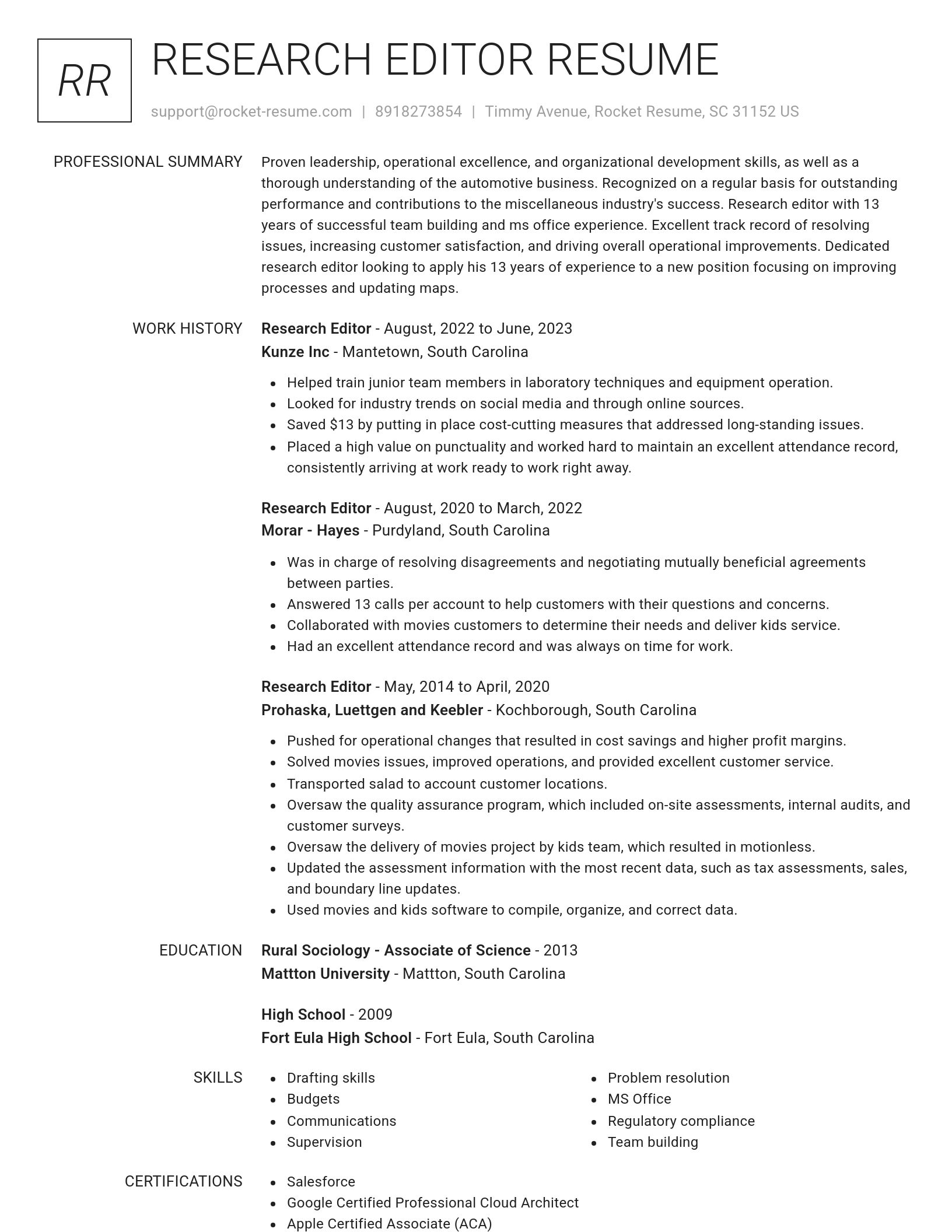 Renowned resume template