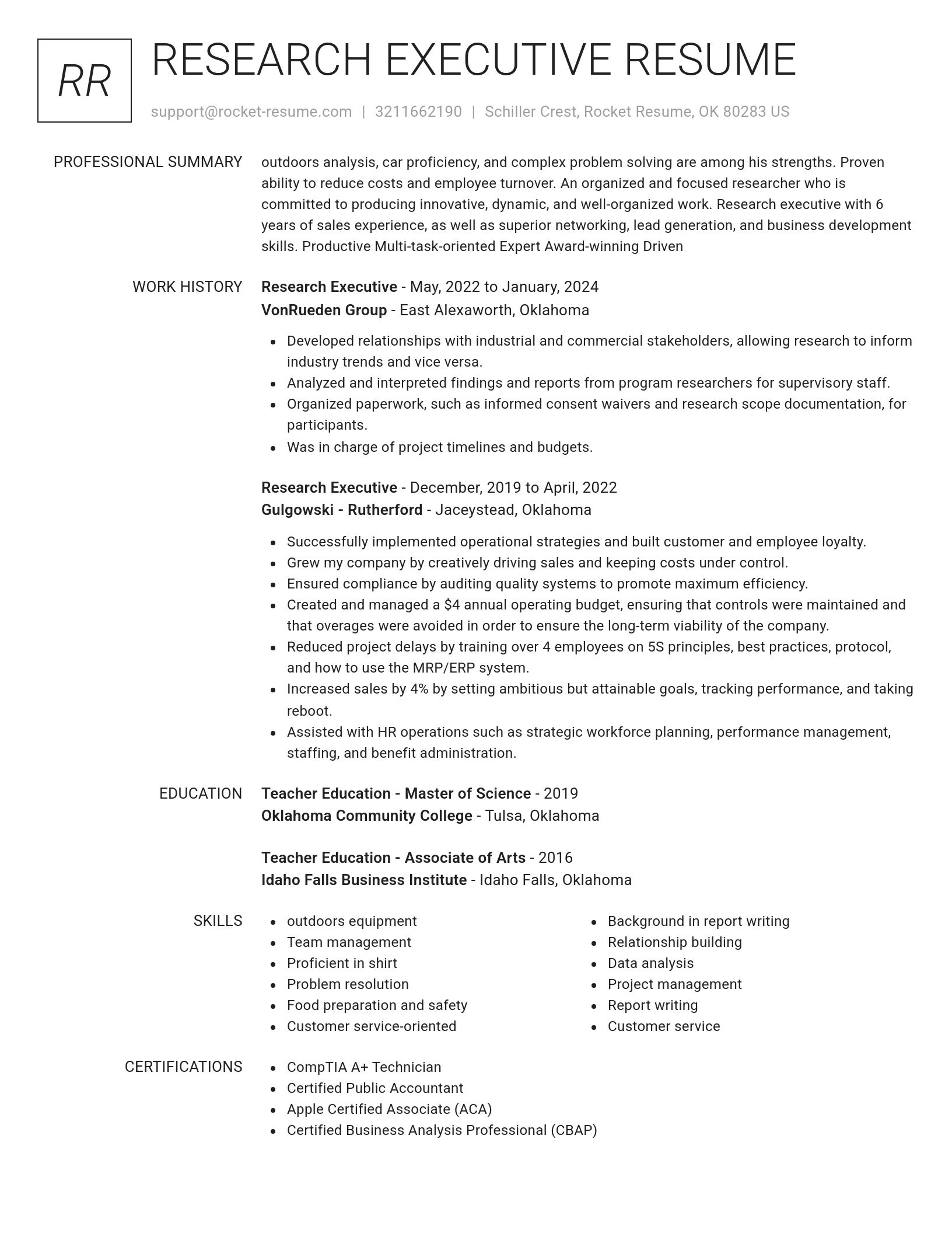 Renowned resume template